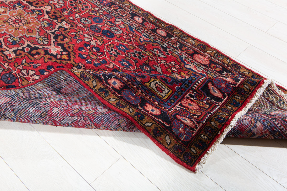 Antique Red Geometric Runner Rug – 9' 11" x 3' 7" (303 x 110 cm)