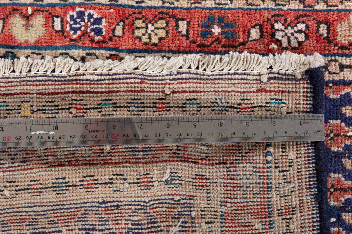 Antique Navy Blue Geometric Runner Rug – 6' 4" x 2' 4" (193 x 70 cm)