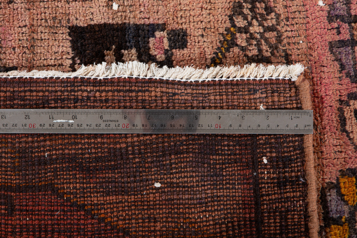 Collectible Antique Faded Peach Geometric Runner Rug – 8' 0" x 3' 4" (245 x 101 cm)