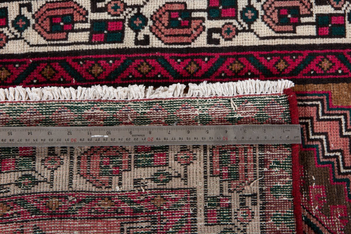 Antique Brown & Pink Geometric Runner Rug – 7' 9" x 3' 3" (237 x 98 cm)