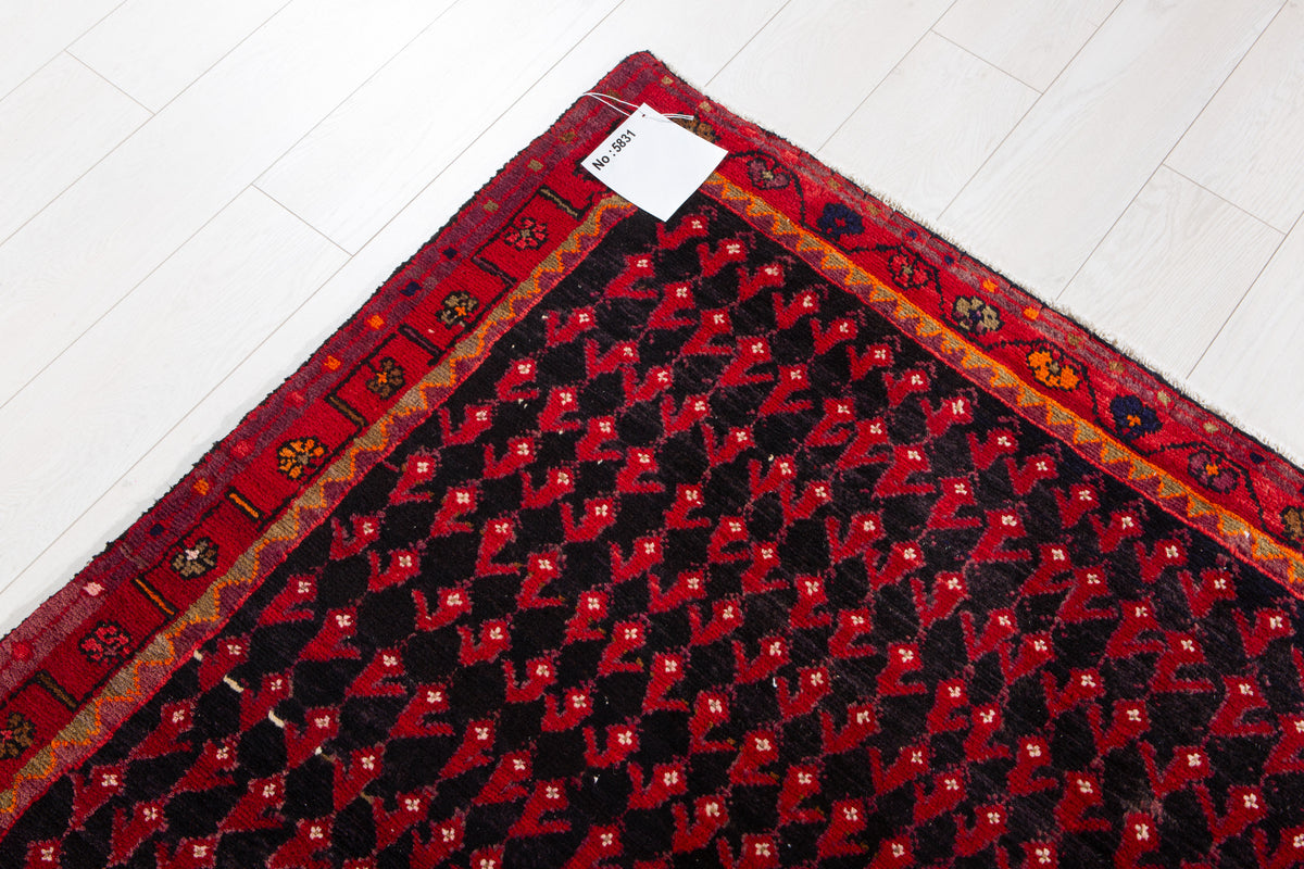 Antique Deep Navy Blue Near-Black Geometric Area Rug – 11' 0" x 3' 10" (335 x 116 cm)