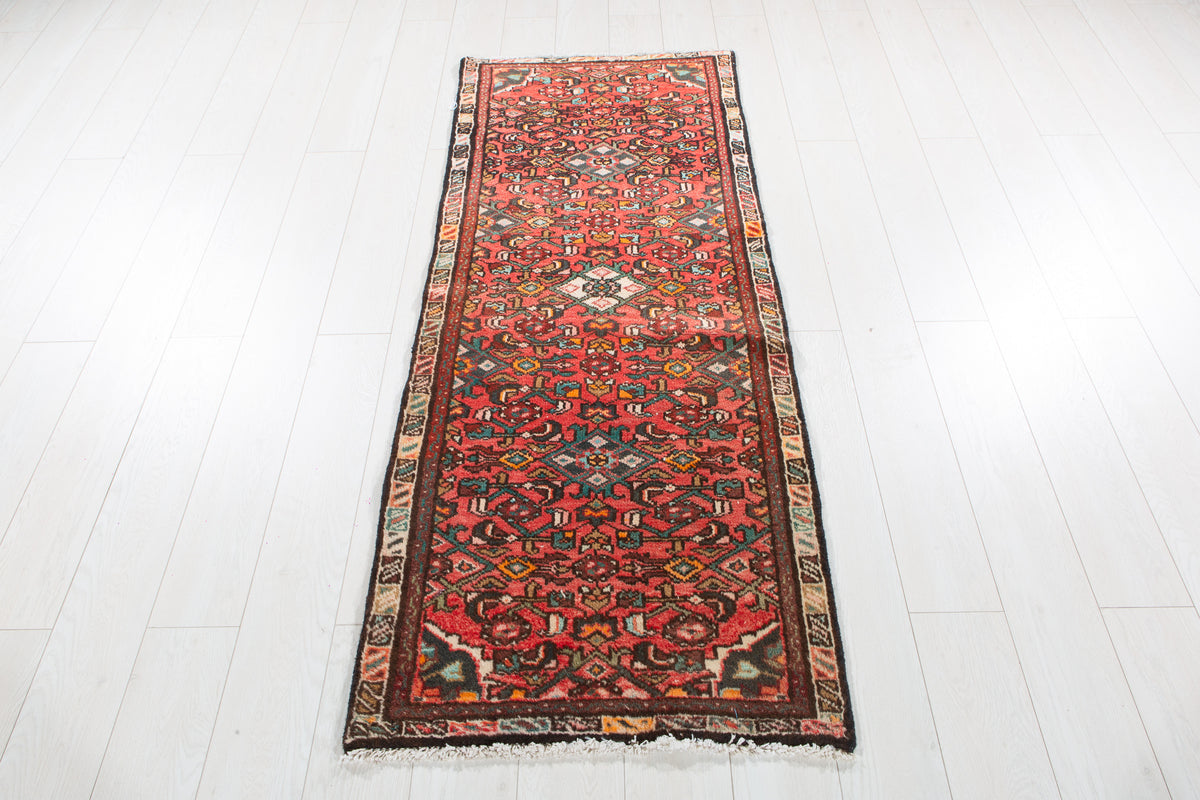 Vintage Red Geometric Runner Rug – 5' 10" x 2' 4" (178 x 71 cm)