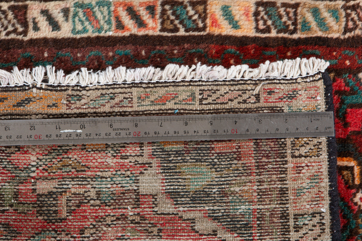 Vintage Red Geometric Runner Rug – 5' 10" x 2' 4" (178 x 71 cm)