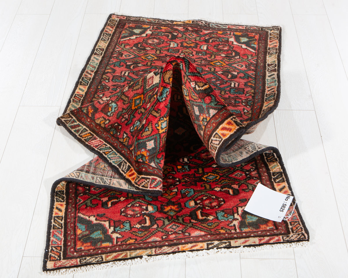 Vintage Red Geometric Runner Rug – 5' 10" x 2' 4" (178 x 71 cm)
