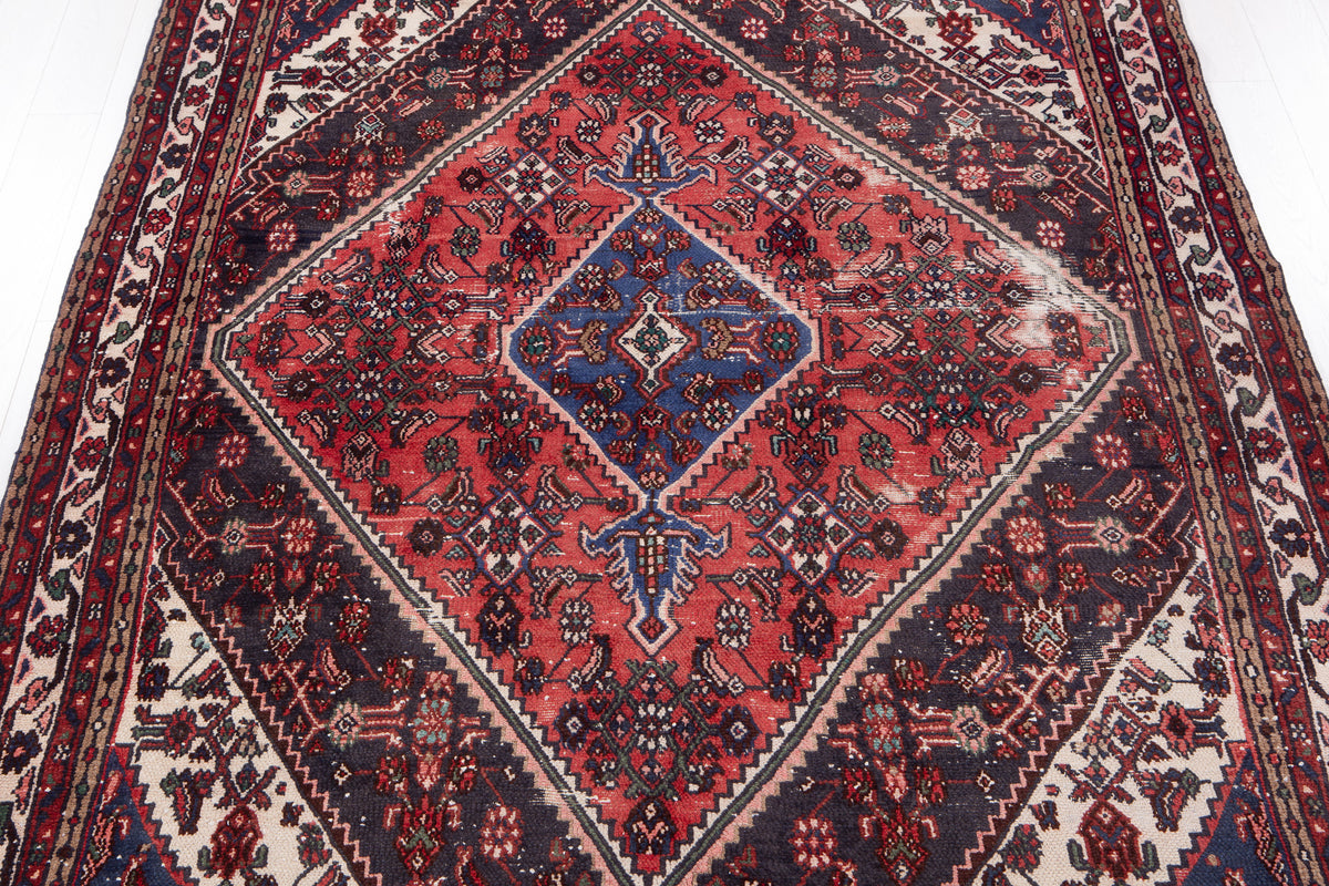Vintage Red Geometric Rug – 9' 6" x 7' 1" (289 x 215 cm)