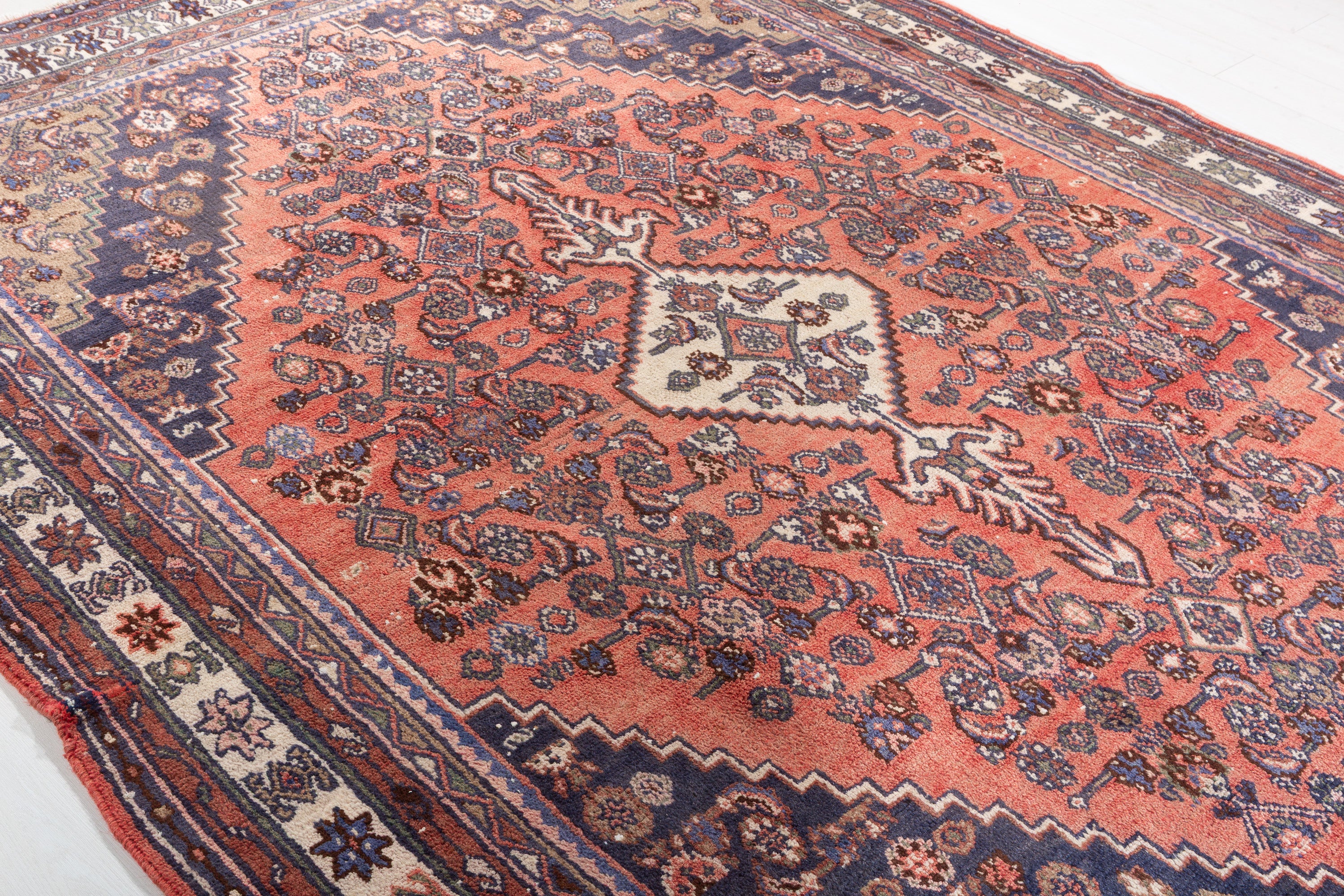 Vintage Rust Red Geometric Rug – 10' 1" x 7' 1" (308 x 217 cm)