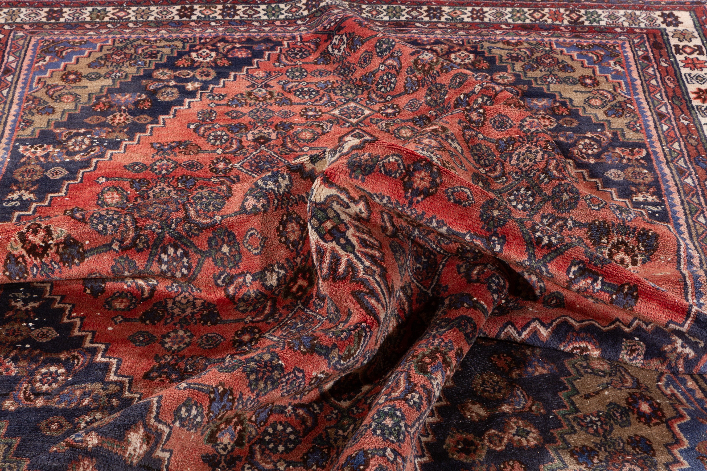 Vintage Rust Red Geometric Rug – 10' 1" x 7' 1" (308 x 217 cm)