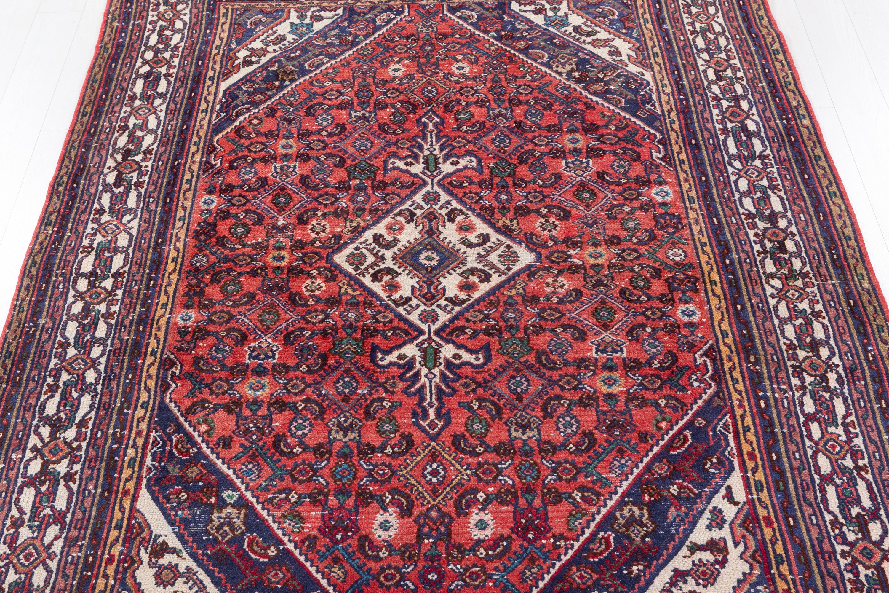 Vintage Red and Beige Geometric Rug – 9' 8" x 6' 8" (294 x 204 cm)