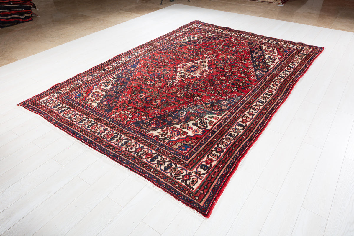 Vintage Red Geometric Rug – 10' 2" x 6' 10" (309 x 208 cm)