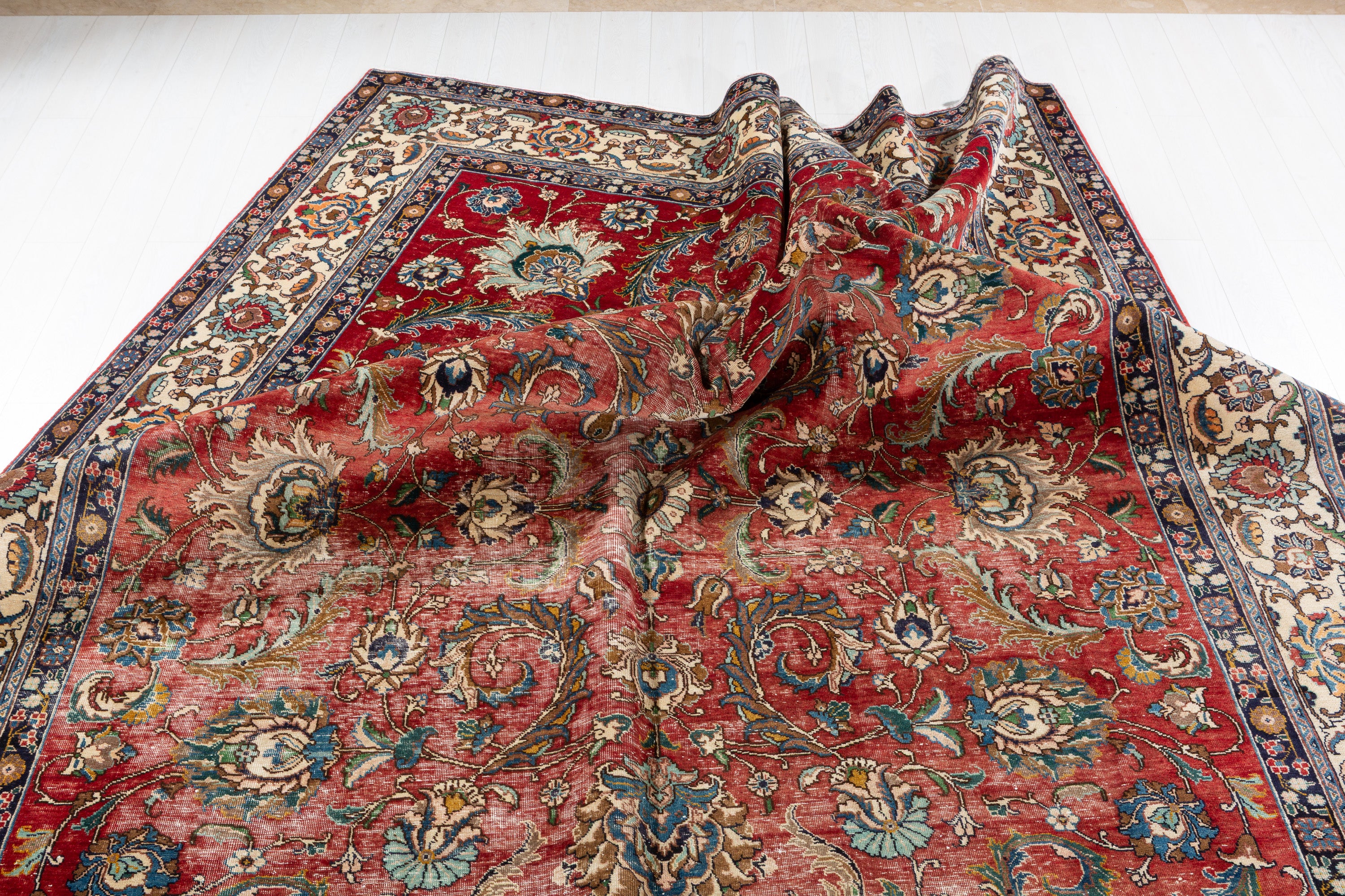 Collectible Vintage Red and Beige Allover Rug – 13' 2" x 9' 7" (401 x 291 cm)