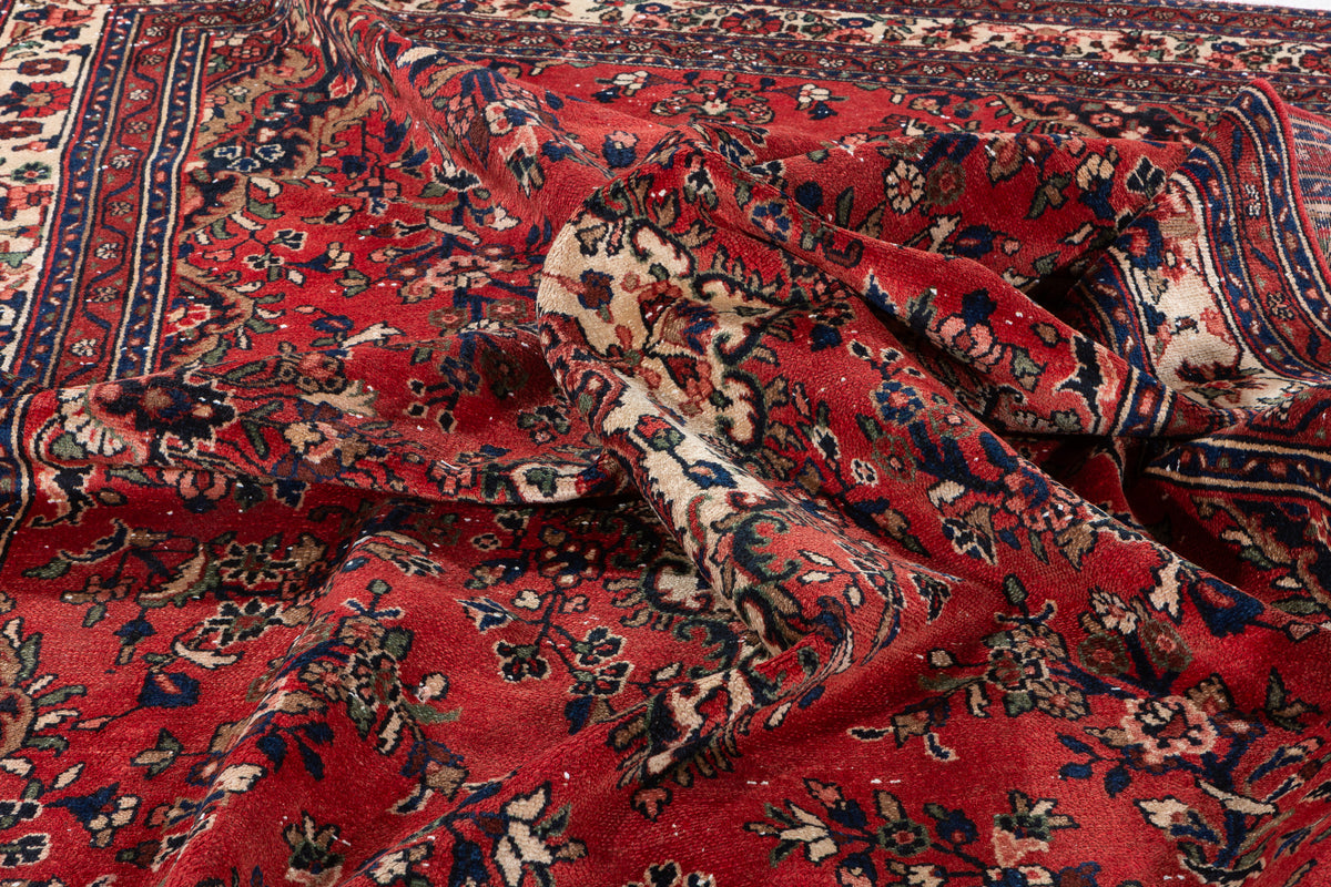 Vintage Red and Beige Floral Rug – 11' 5" x 8' 4" (348 x 254 cm)