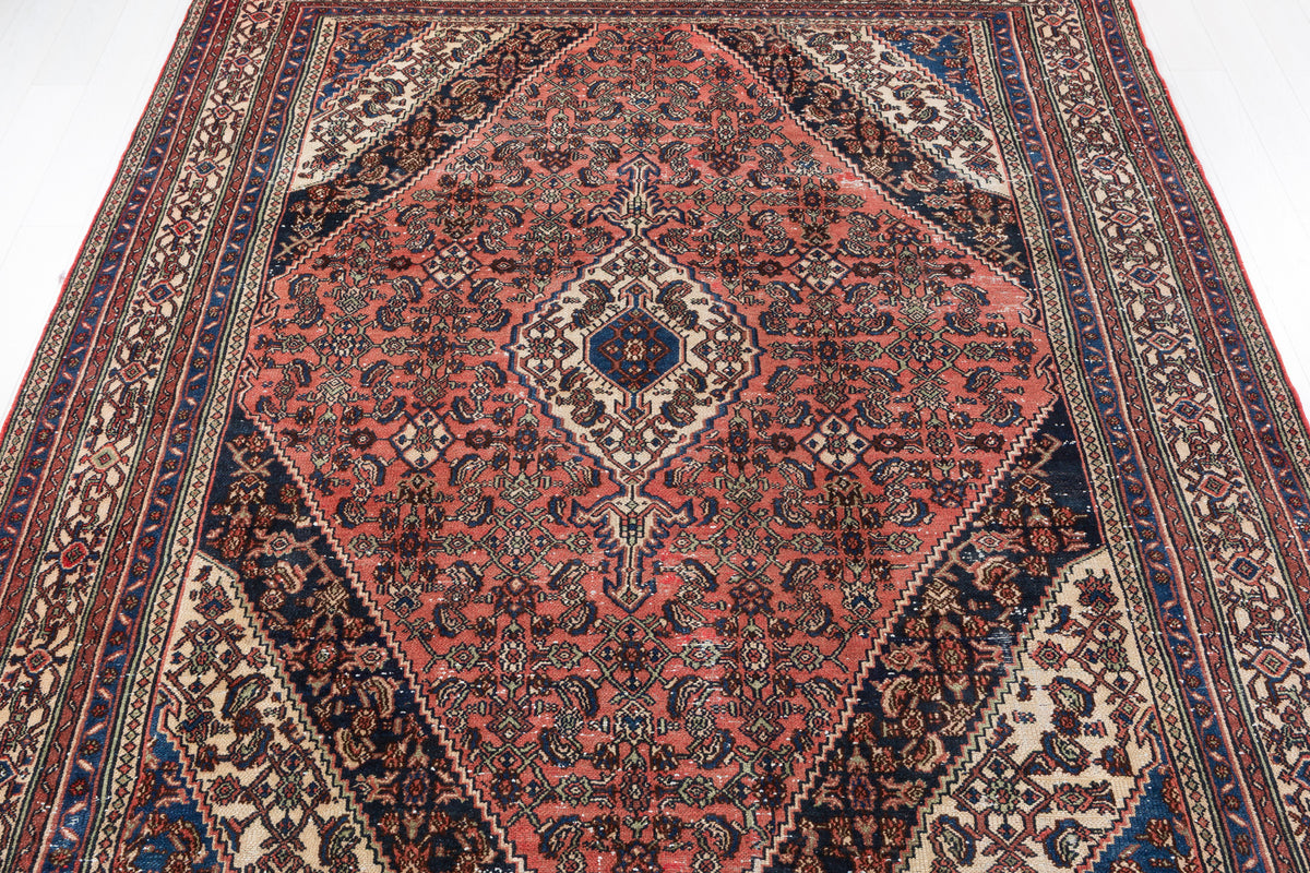 Vintage Bright Red Geometric Rug – 11' 4" x 8' 5" (346 x 257 cm)