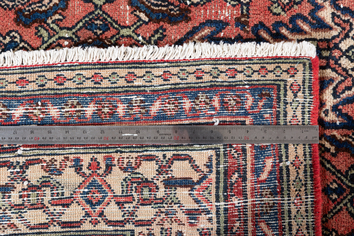 Vintage Bright Red Geometric Rug – 11' 4" x 8' 5" (346 x 257 cm)