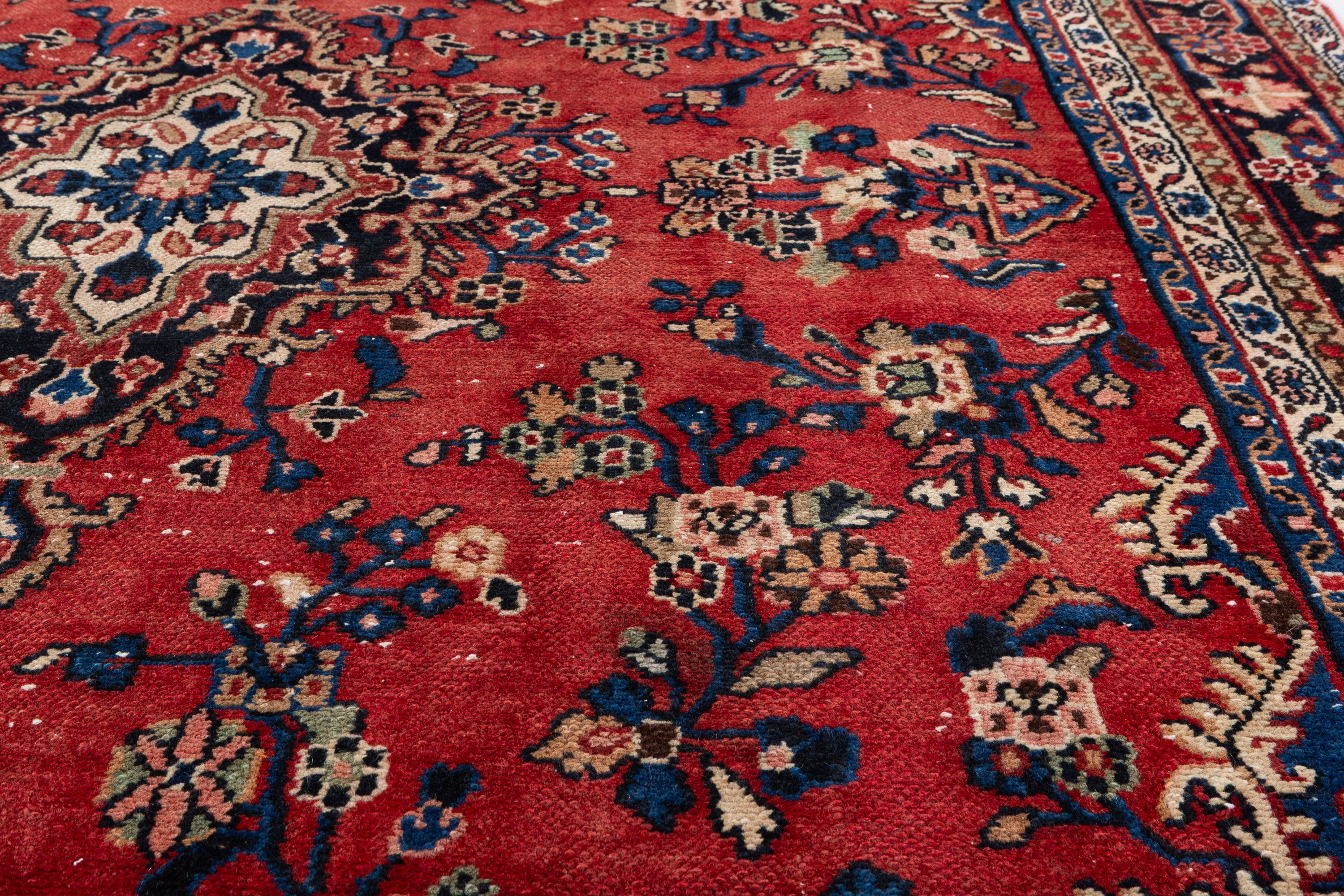 Vintage Red Floral Rug – 9' 4" x 6' 9" (285 x 207 cm)