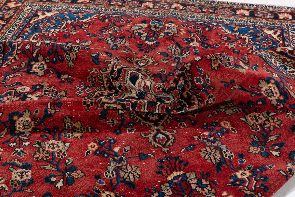 Vintage Red Floral Rug – 9' 4" x 6' 9" (285 x 207 cm)