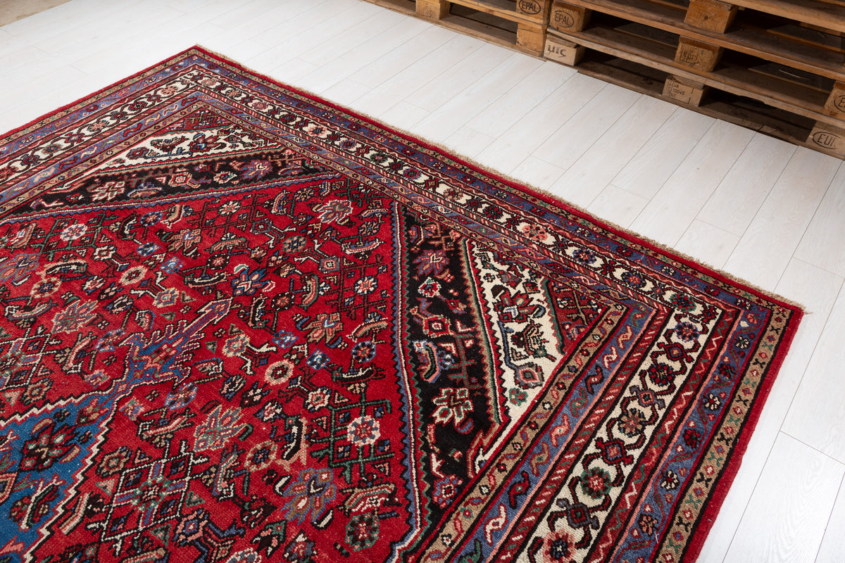 Vintage Red and beige Geometric Rug – 11' 11" x 8' 6" (362 x 260 cm)