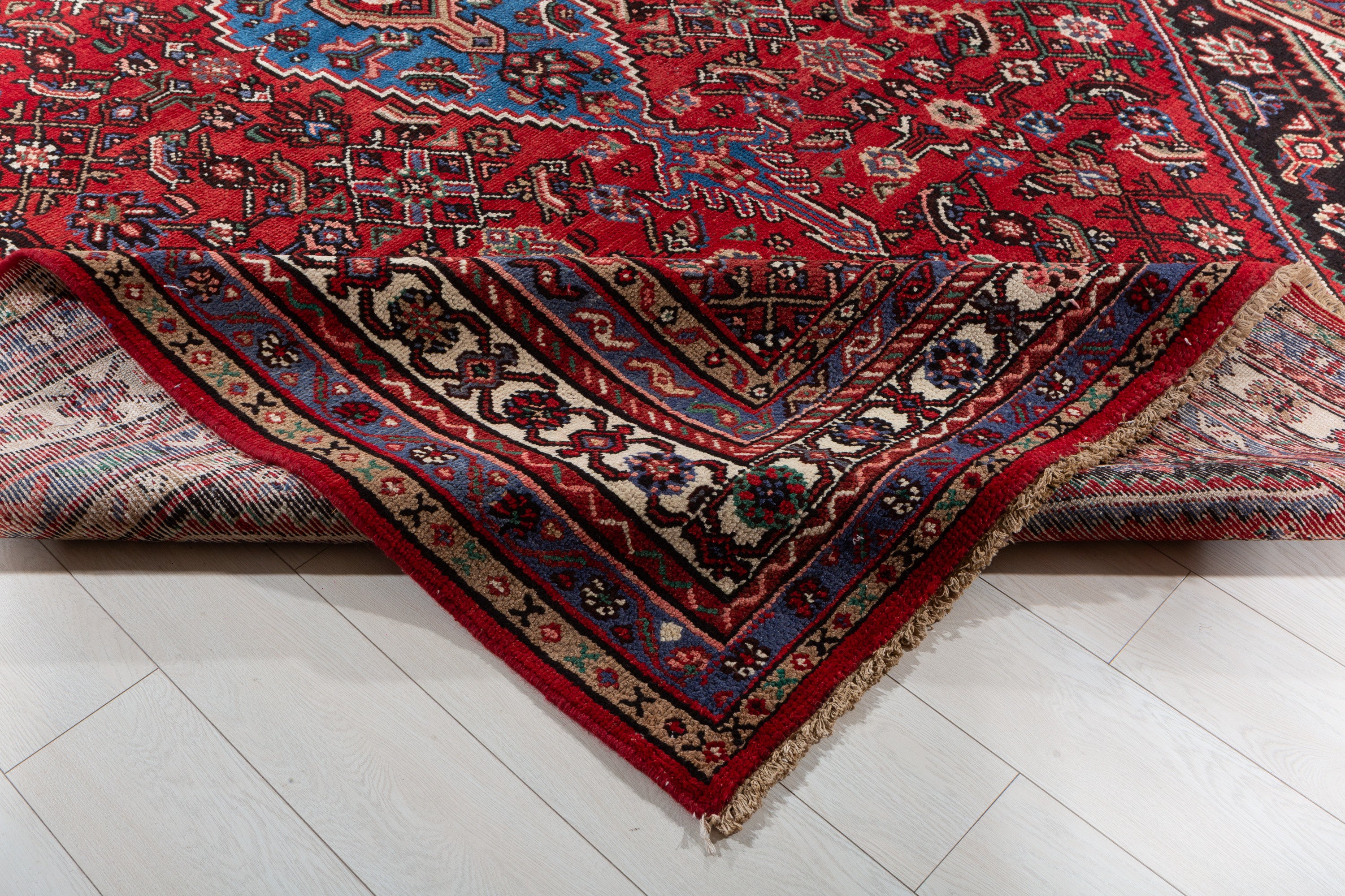 Vintage Red and beige Geometric Rug – 11' 11" x 8' 6" (362 x 260 cm)