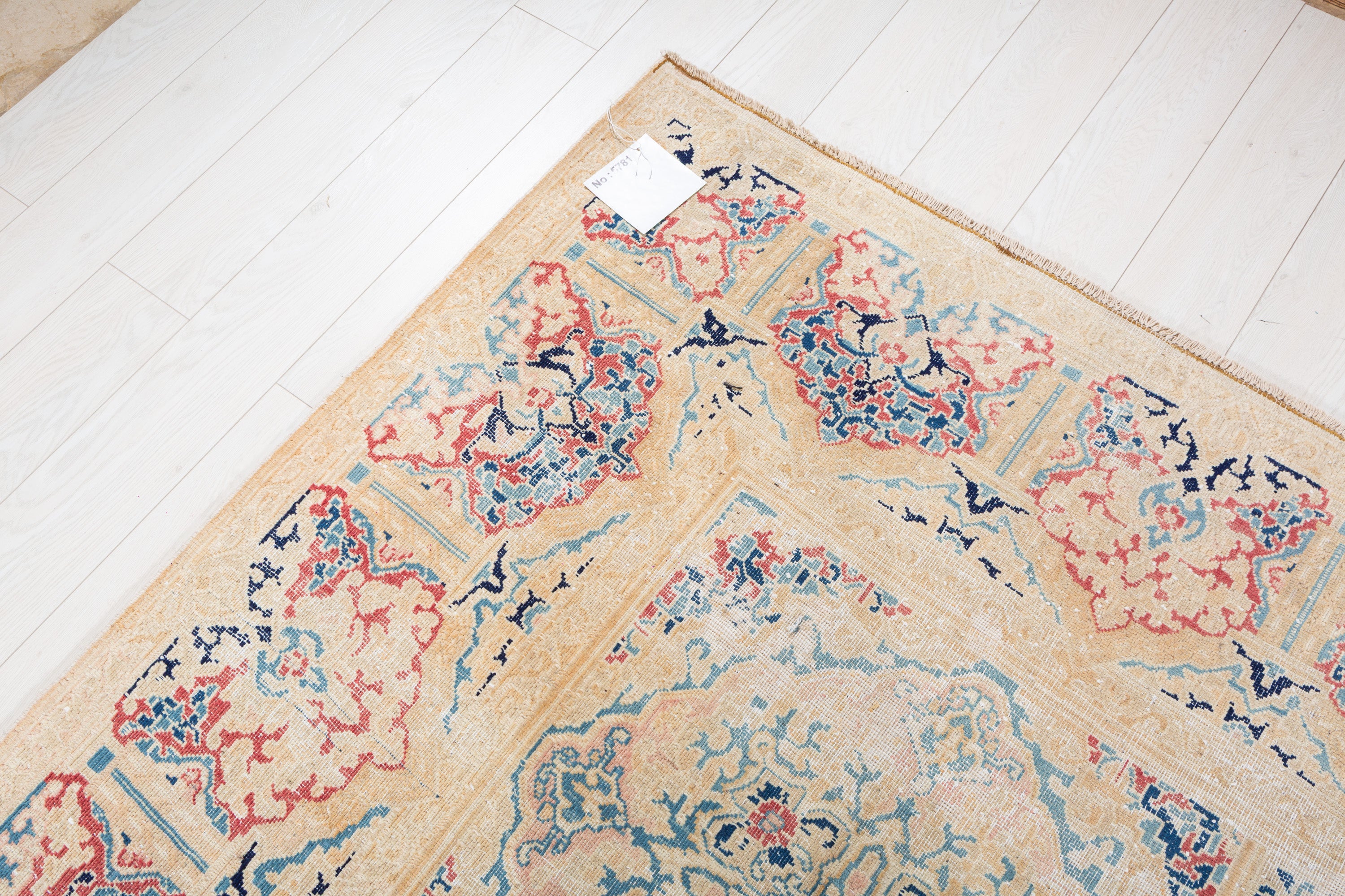 Collectible Vintage Navy blue Floral Rug – 13' 7" x 9' 7" (413 x 292 cm)