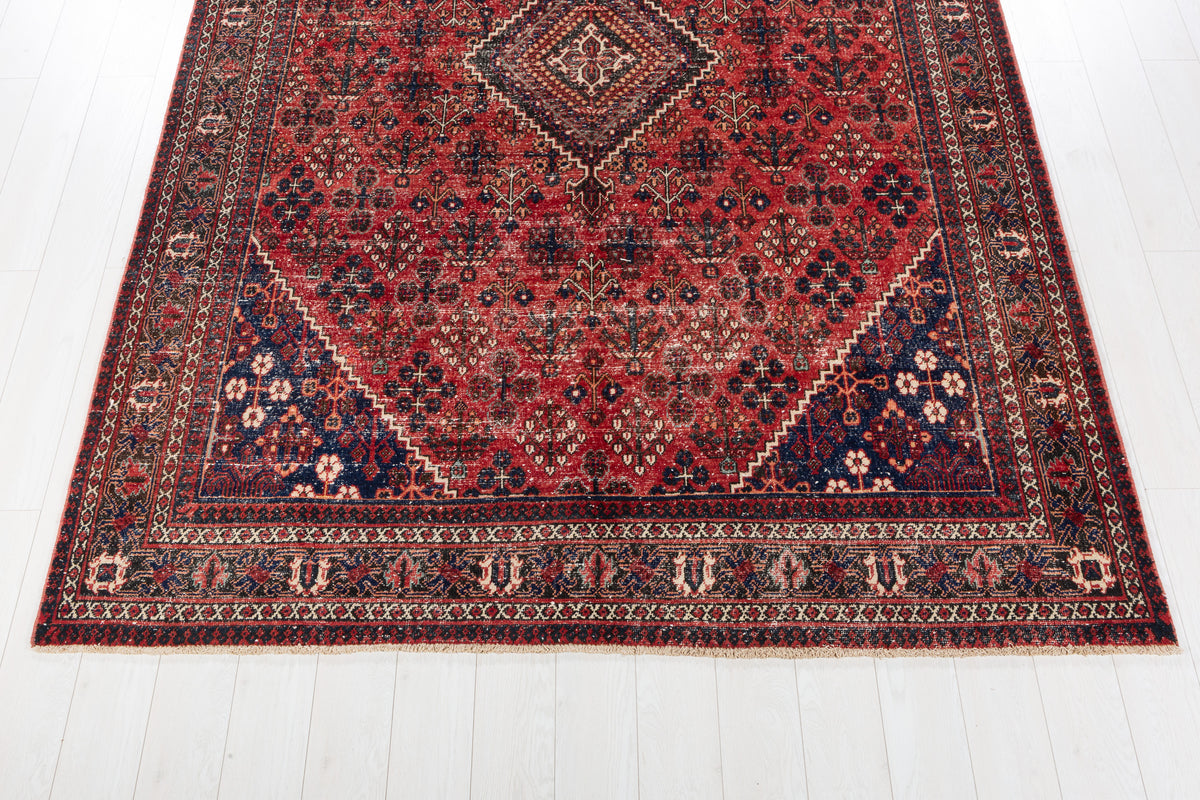 Vintage Red and navy blue Geometric Rug – 10' 2" x 6' 11" (310 x 210 cm)