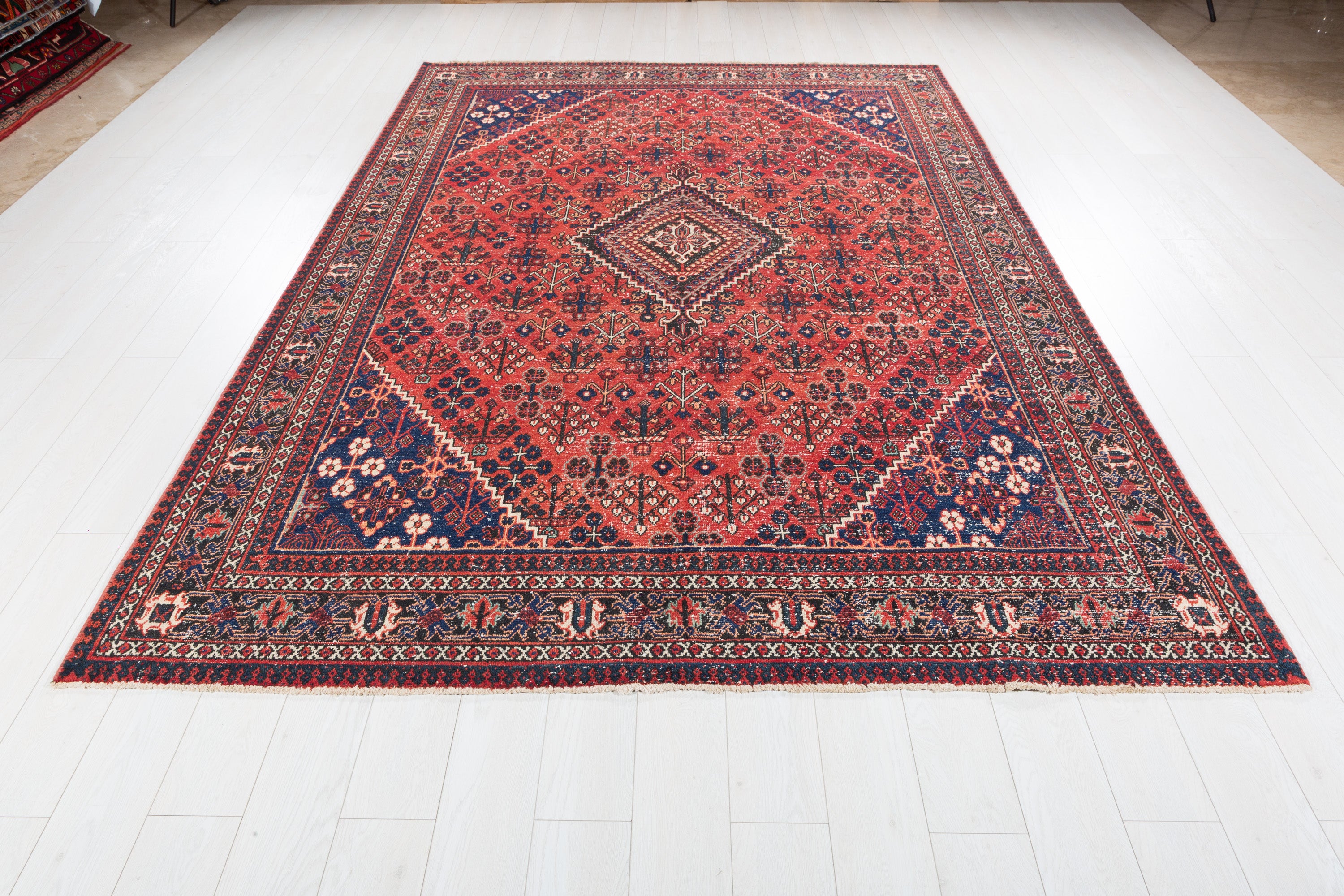 Vintage Red and navy blue Geometric Rug – 10' 2" x 6' 11" (310 x 210 cm)