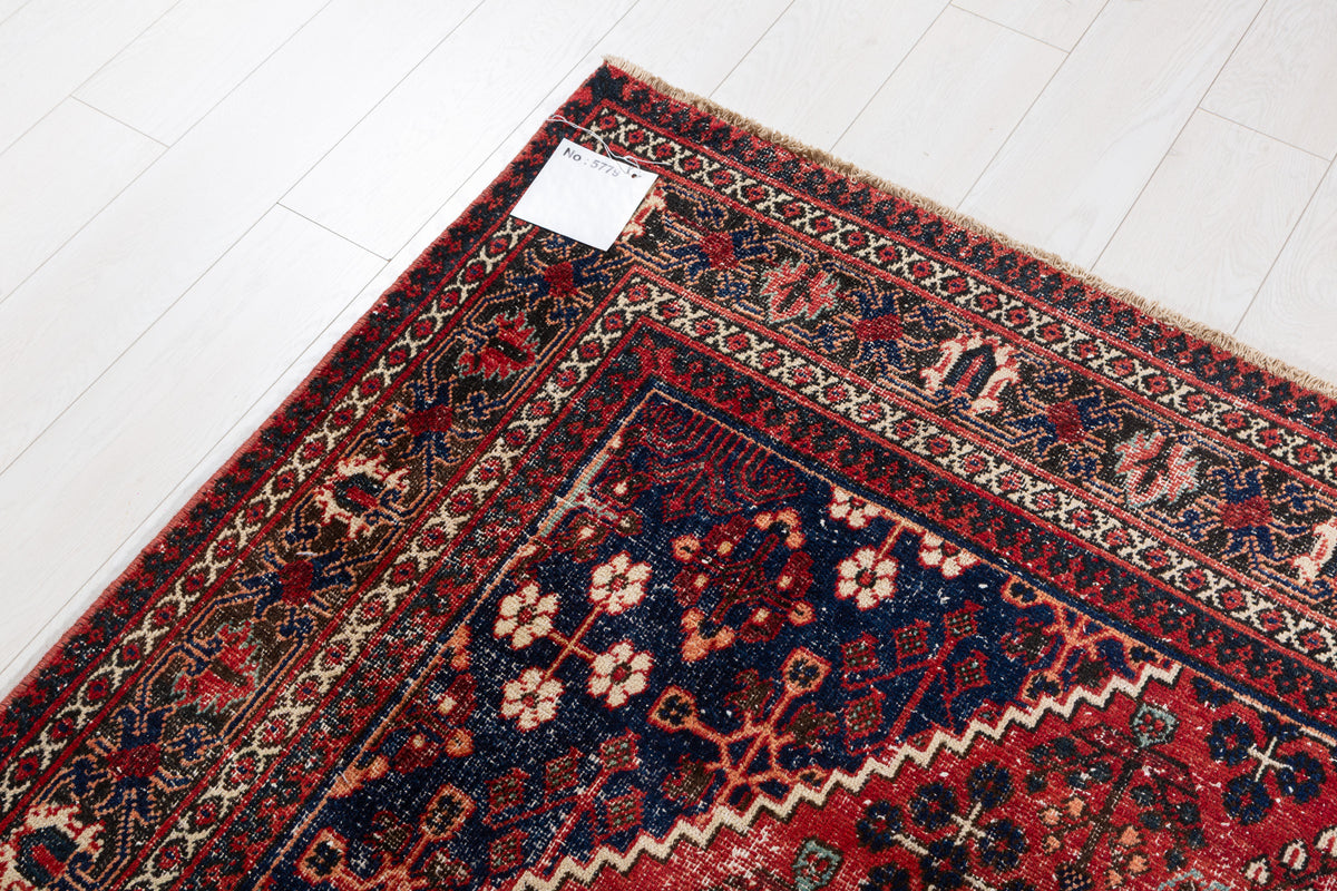 Vintage Red and navy blue Geometric Rug – 10' 2" x 6' 11" (310 x 210 cm)