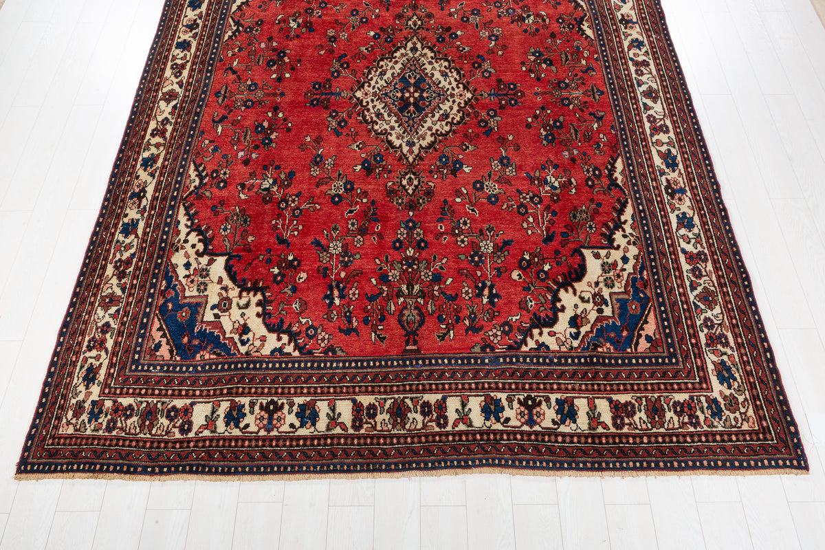 Vintage Red and beige Floral Rug – 11' 5" x 8' 5" (347 x 257 cm)