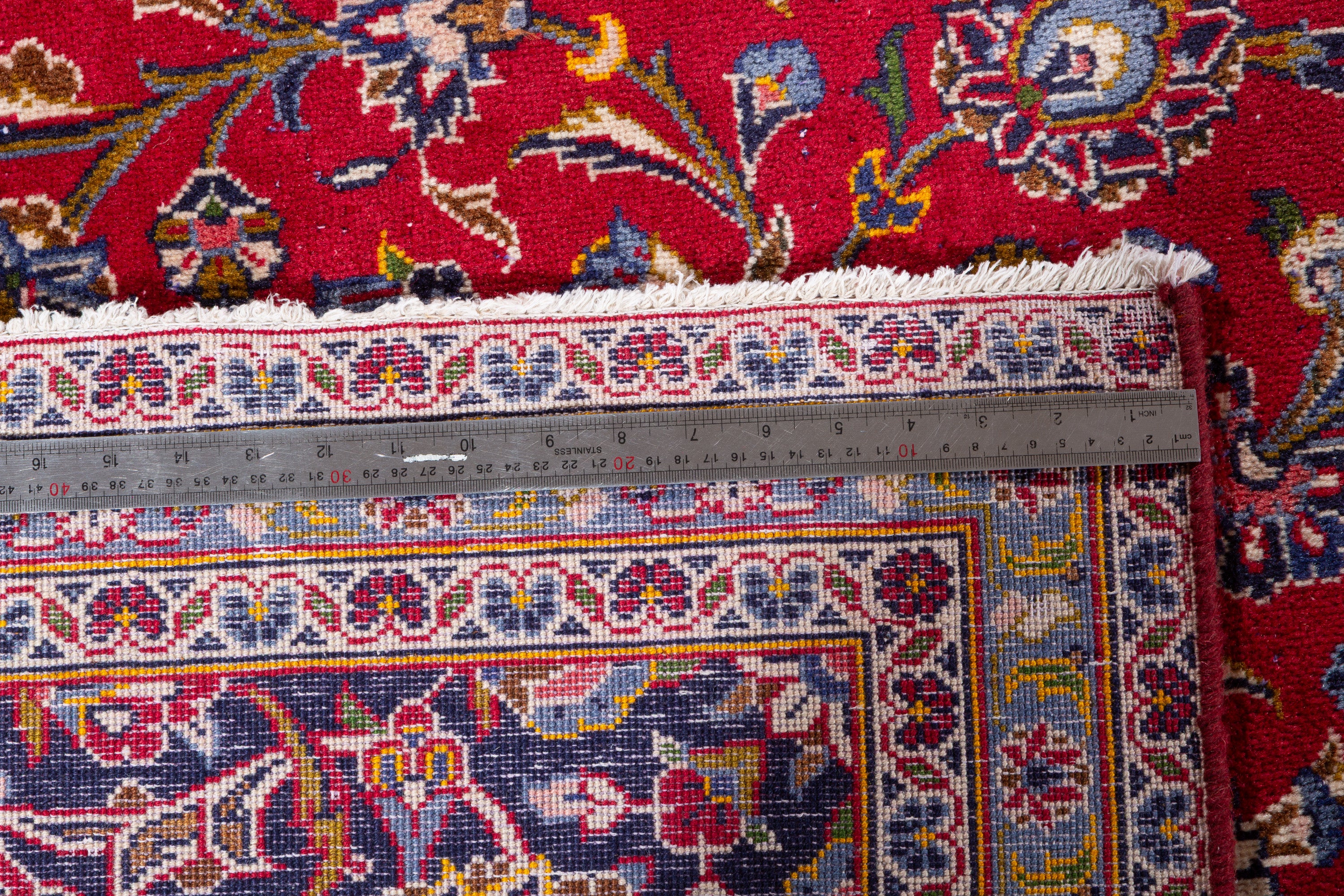 Vintage Red and navy Traditional Rug – 13' 4" x 9' 5" (406 x 286 cm)