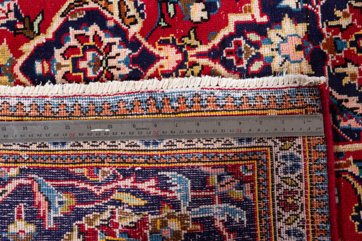 Vintage Red and navy Traditional Rug – 10' 6" x 7' 7" (321 x 232 cm)