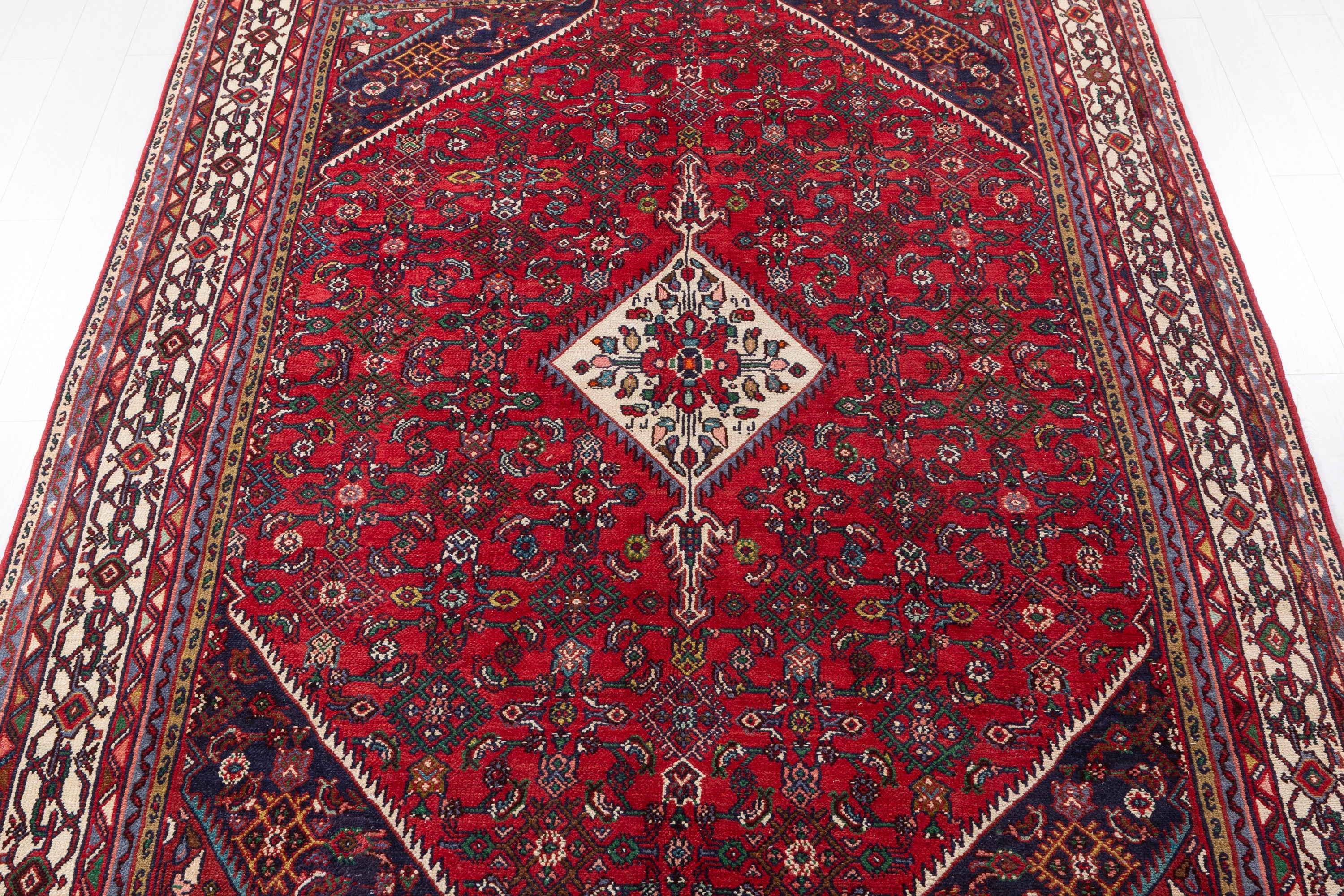Vintage Red and beige Traditional Rug – 10' 3" x 7' 3" (312 x 222 cm)