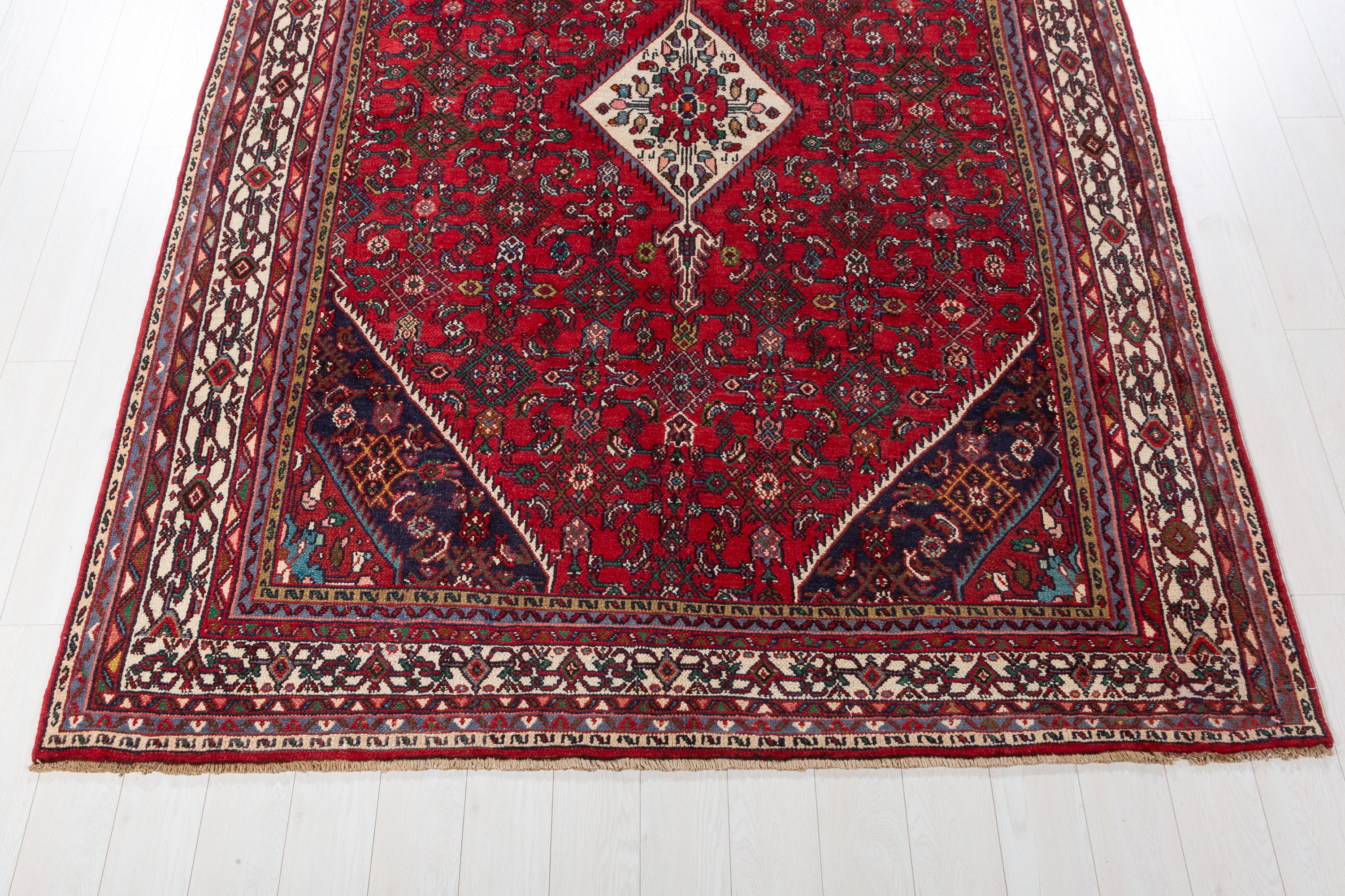 Vintage Red and beige Traditional Rug – 10' 3" x 7' 3" (312 x 222 cm)
