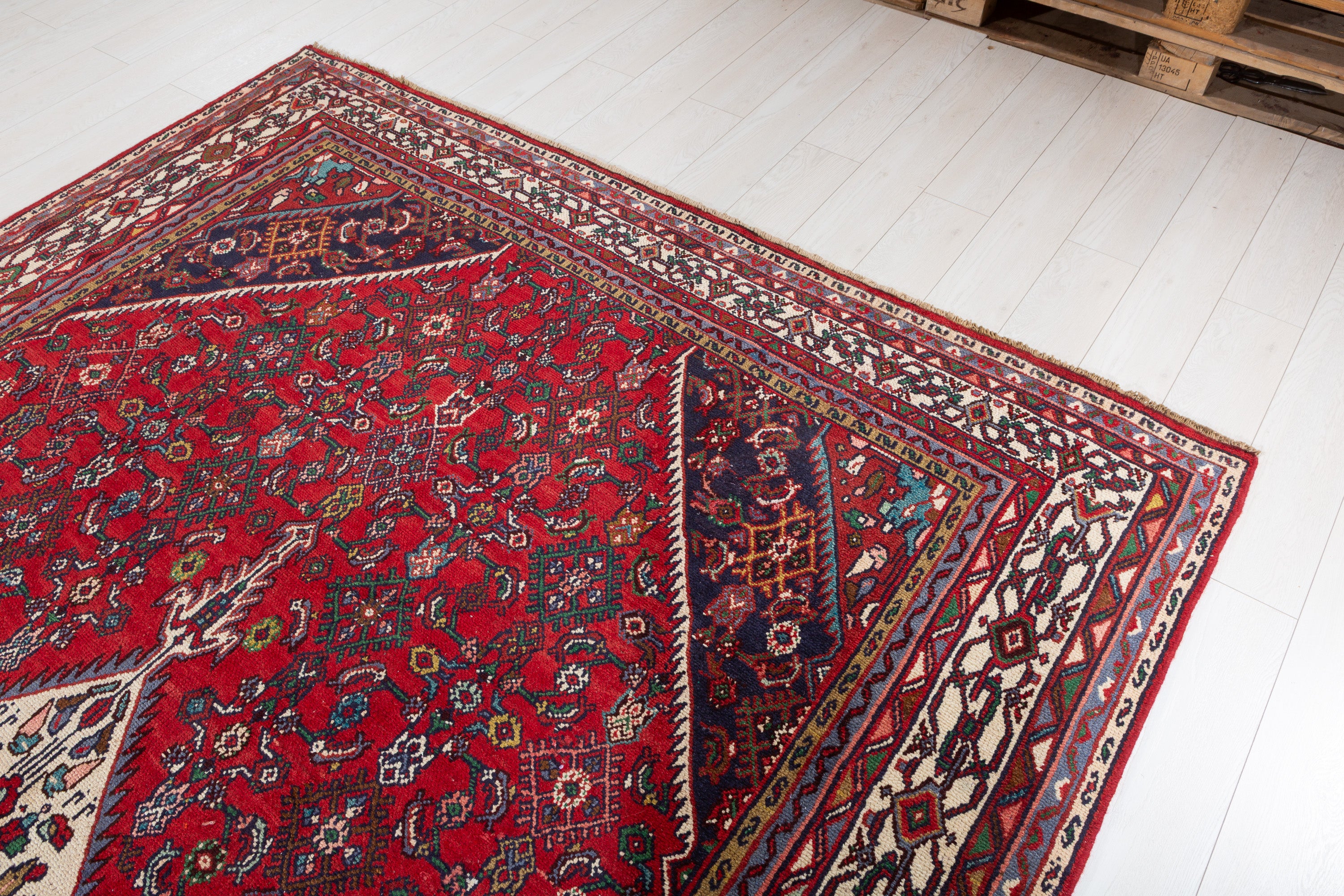 Vintage Red and beige Traditional Rug – 10' 3" x 7' 3" (312 x 222 cm)