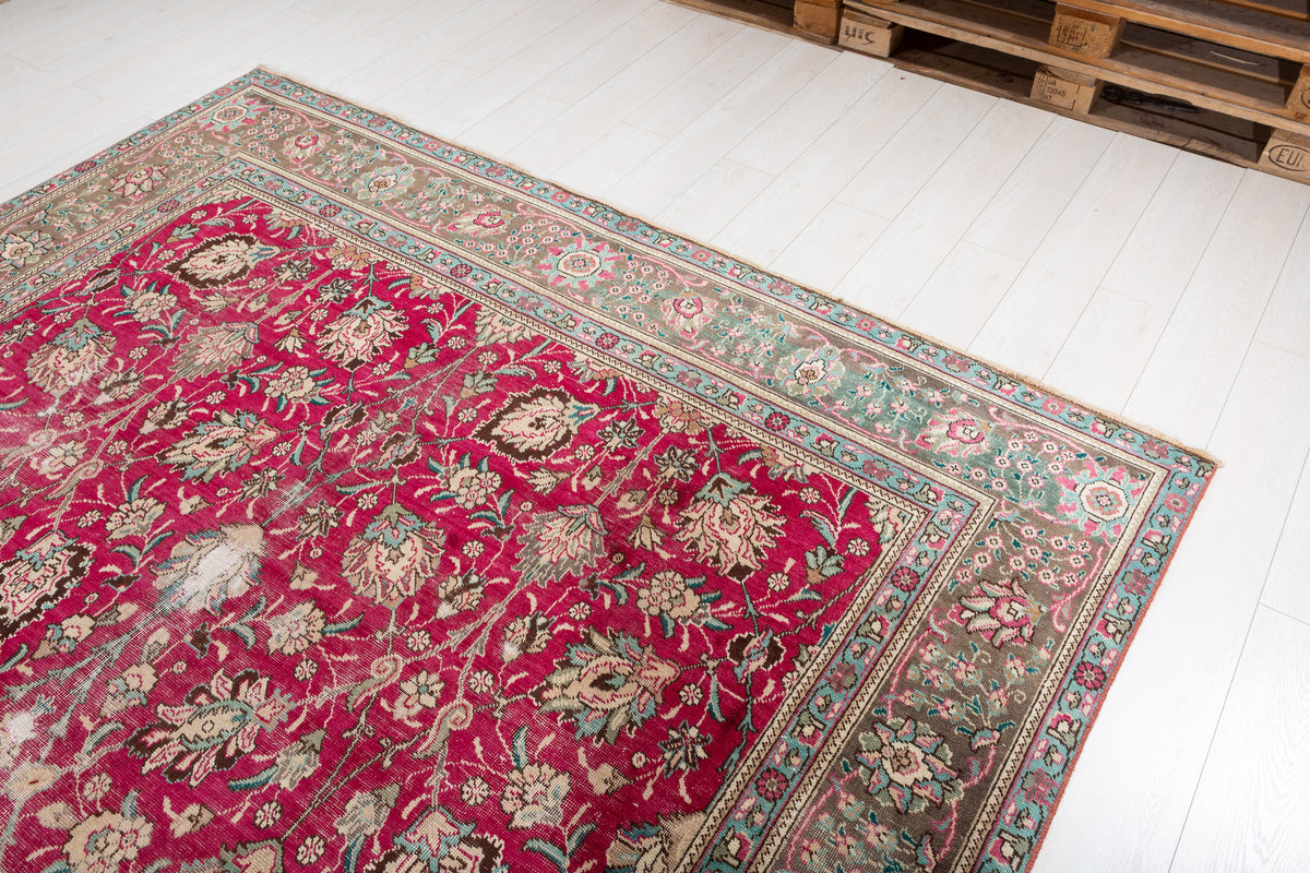 Collectible Vintage Magenta and navy Allover Rug – 9' 10" x 7' 10" (299 x 239 cm)