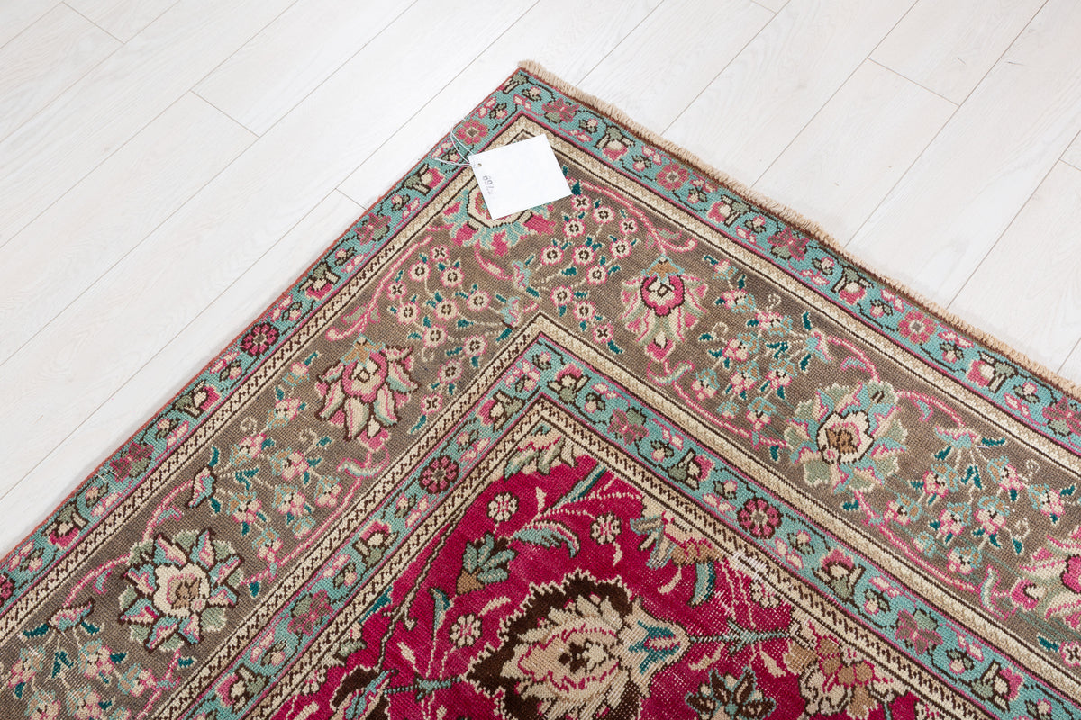 Collectible Vintage Magenta and navy Allover Rug – 9' 10" x 7' 10" (299 x 239 cm)