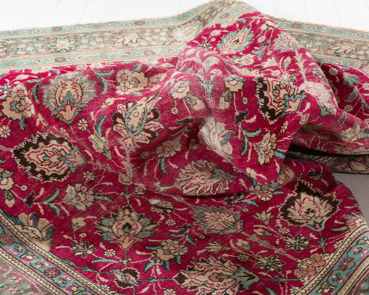 Collectible Vintage Magenta and navy Allover Rug – 9' 10" x 7' 10" (299 x 239 cm)