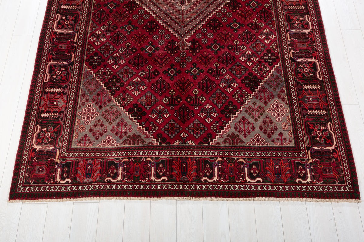 Vintage Red and navy Geometric Rug – 9' 7" x 6' 7" (293 x 201 cm)