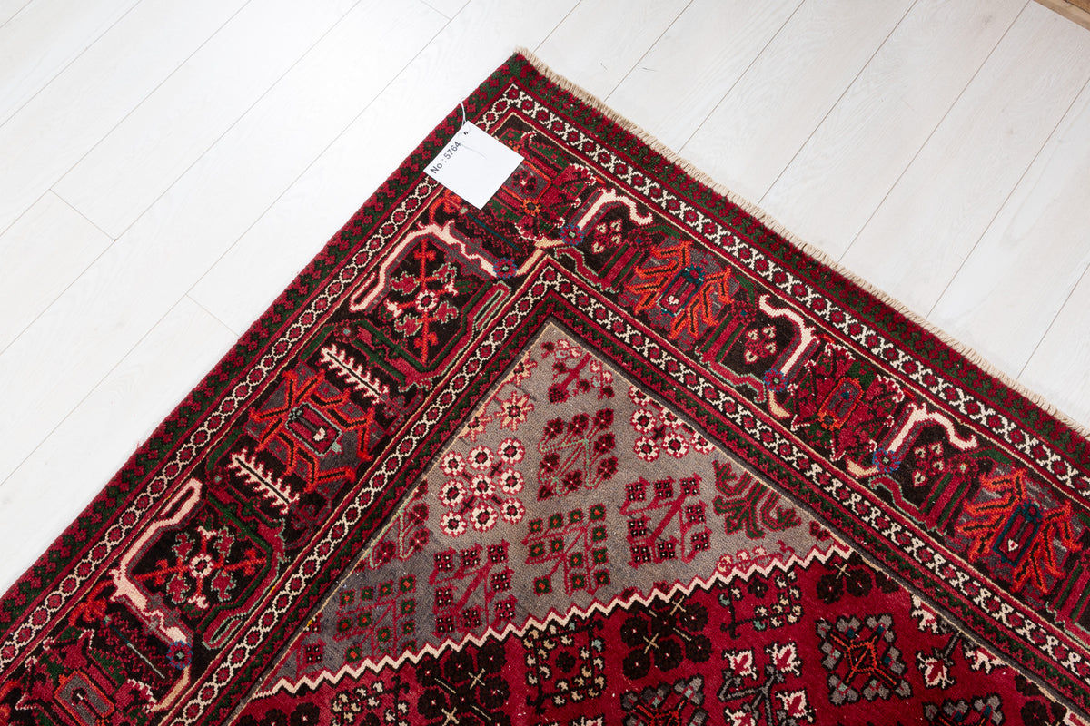 Vintage Red and navy Geometric Rug – 9' 7" x 6' 7" (293 x 201 cm)