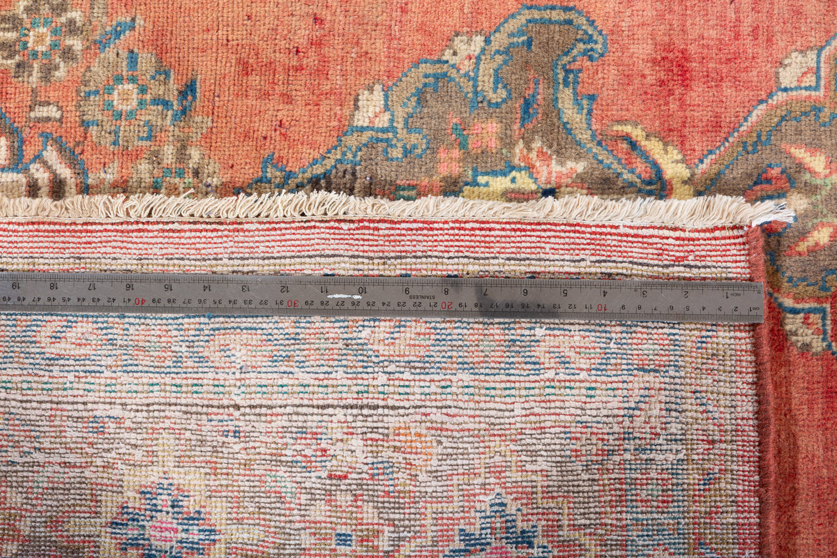 Collectible Vintage Faded red and beige Floral Rug – 9' 10" x 6' 10" (300 x 209 cm)