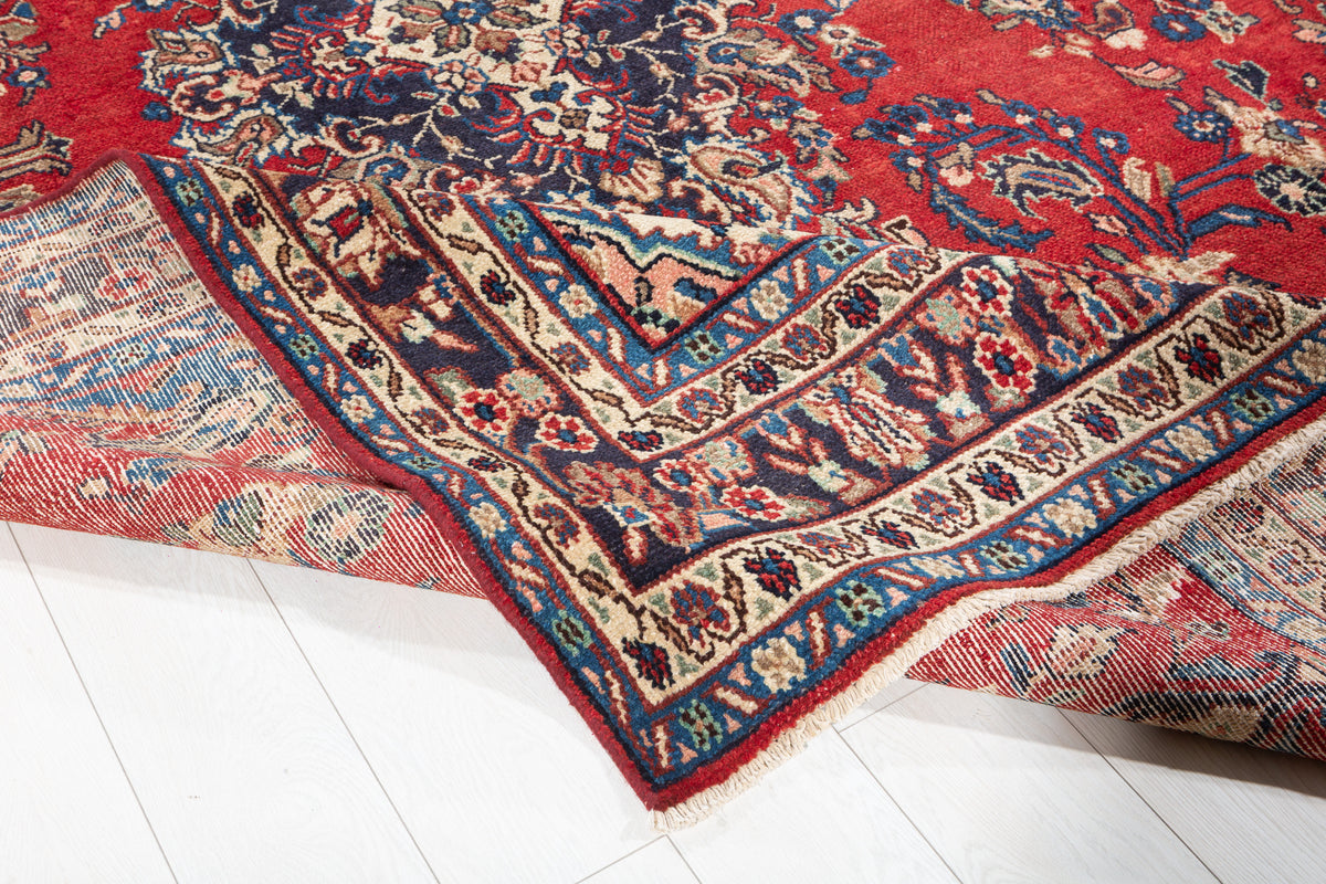 Vintage Red and beige Floral Rug – 10' 4" x 7' 1" (314 x 216 cm)