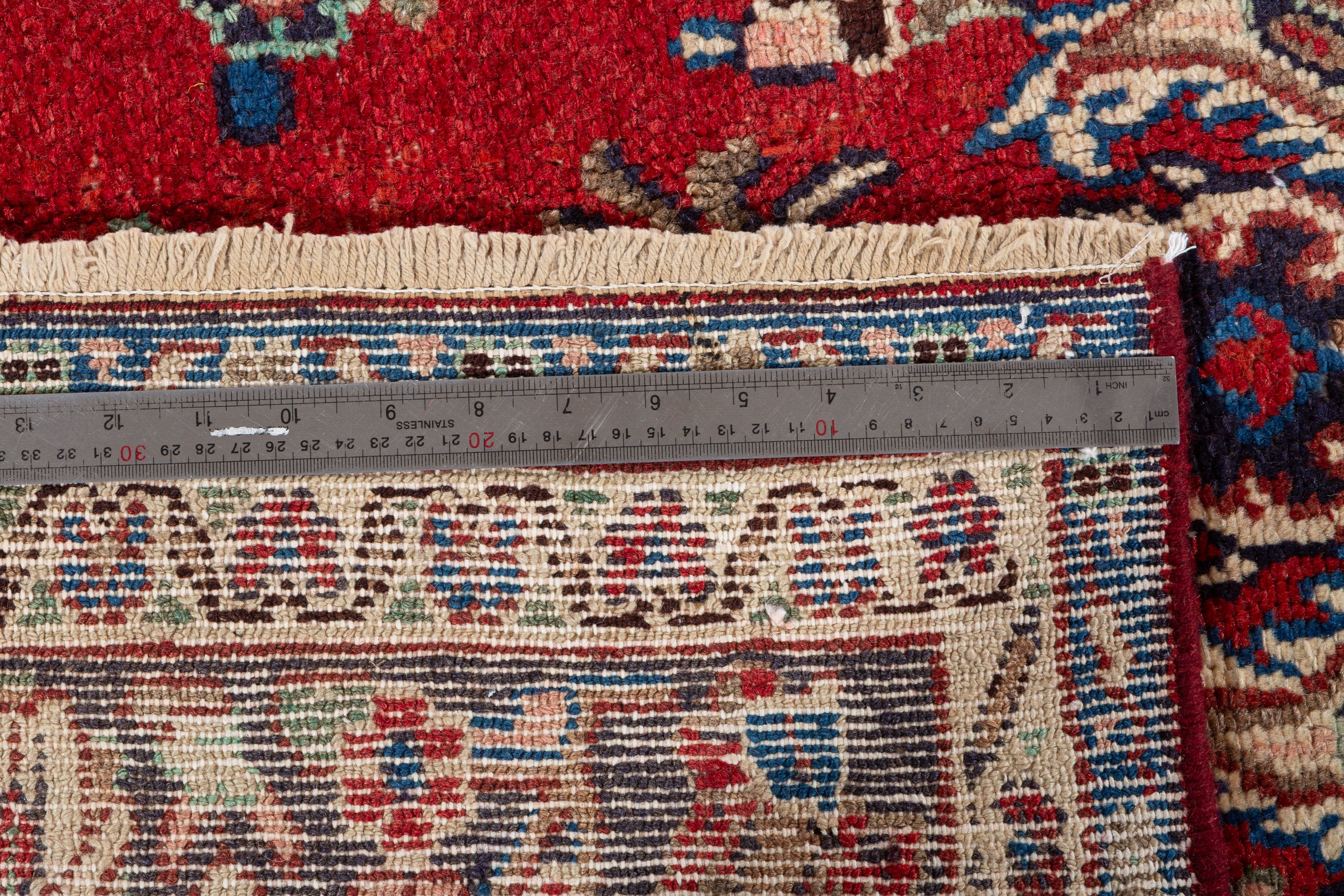 Vintage Red and beige Floral Rug – 10' 4" x 7' 1" (314 x 216 cm)