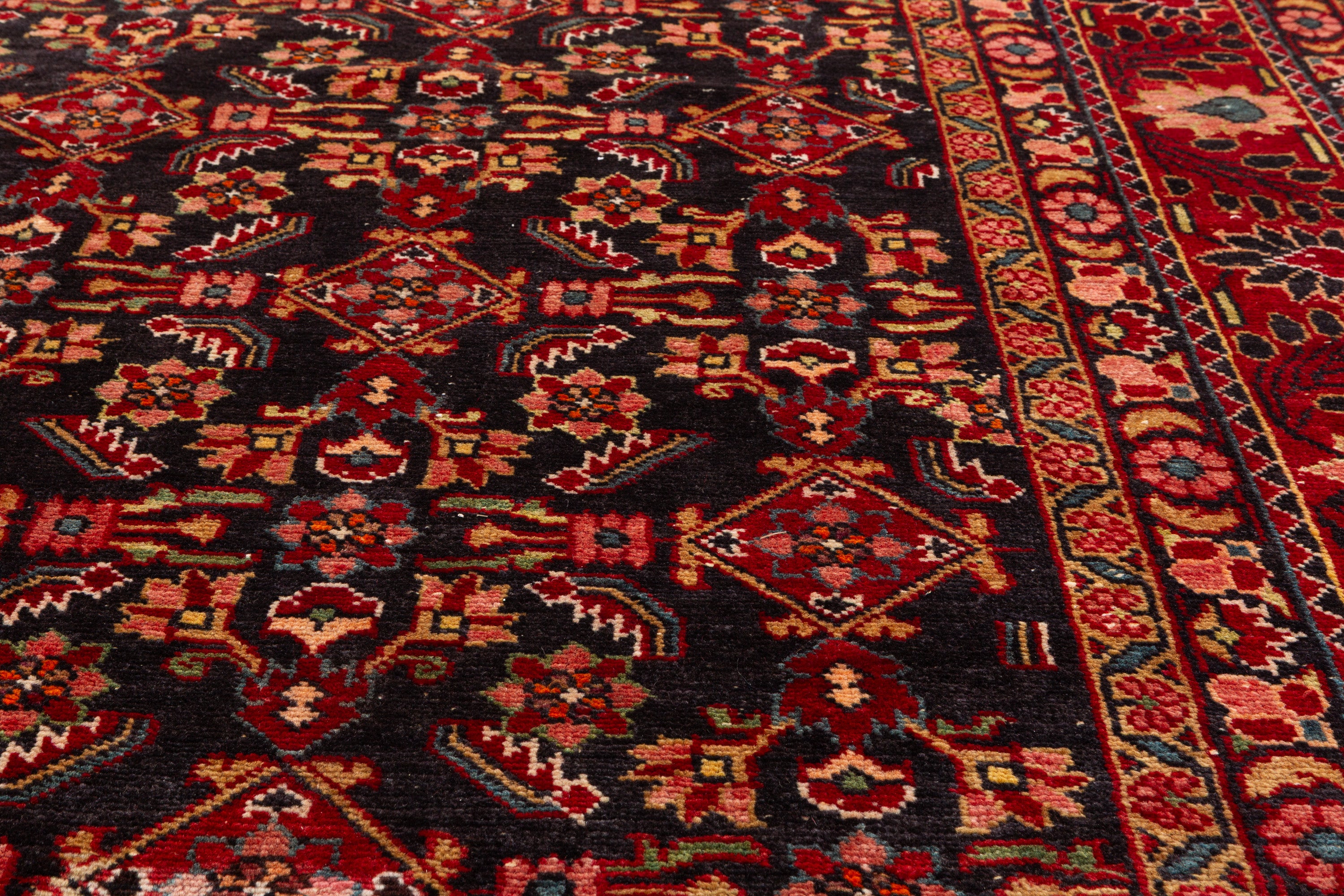 Collectible Vintage Dark navy and red Traditional Rug – 10' 1" x 7' 4" (307 x 224 cm)