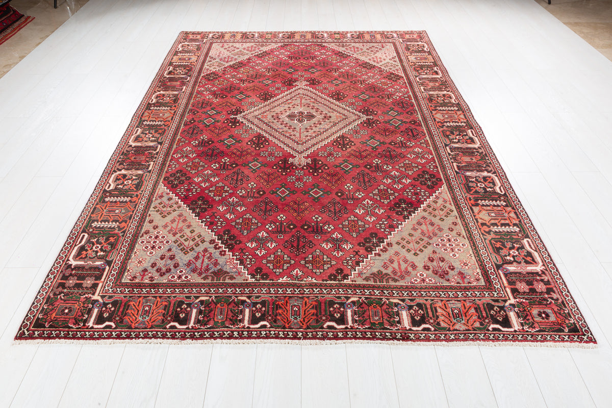 Vintage Red and beige Traditional Rug – 9' 8" x 6' 5" (294 x 196 cm)