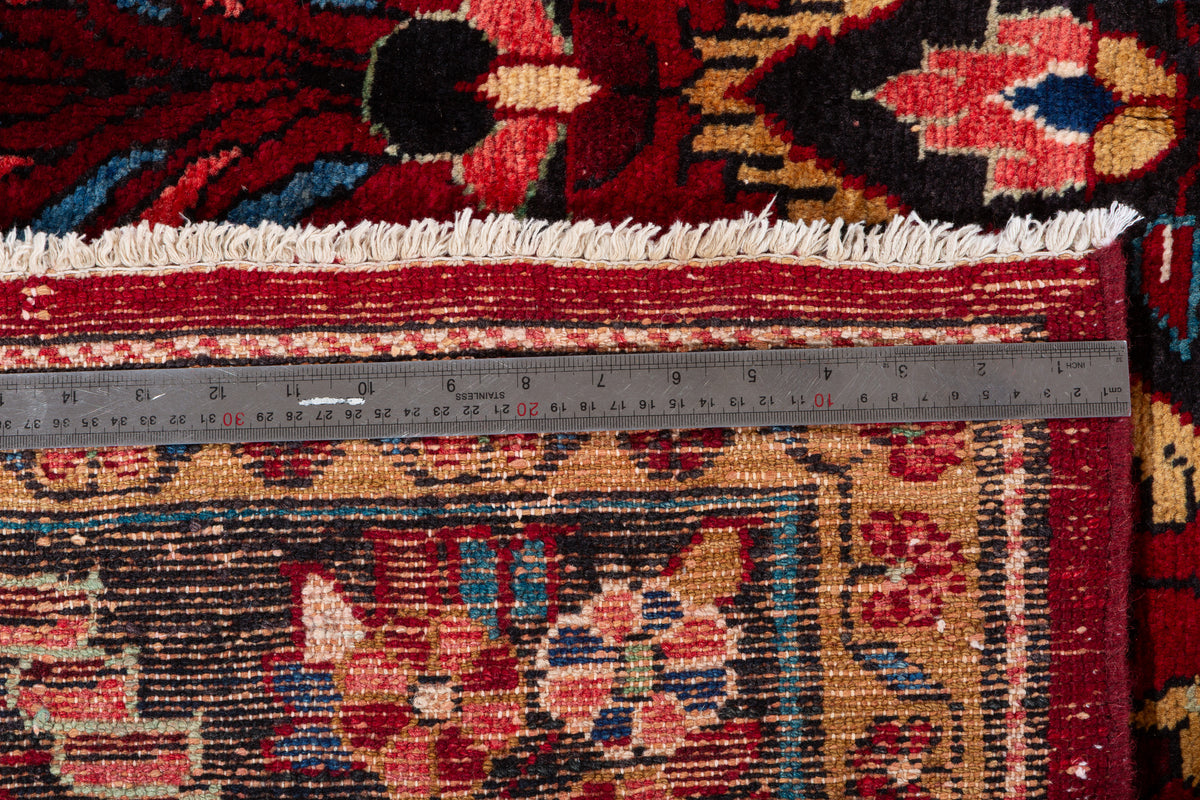 Collectible Vintage Red and navy Floral Rug – 11' 6" x 7' 5" (351 x 225 cm)