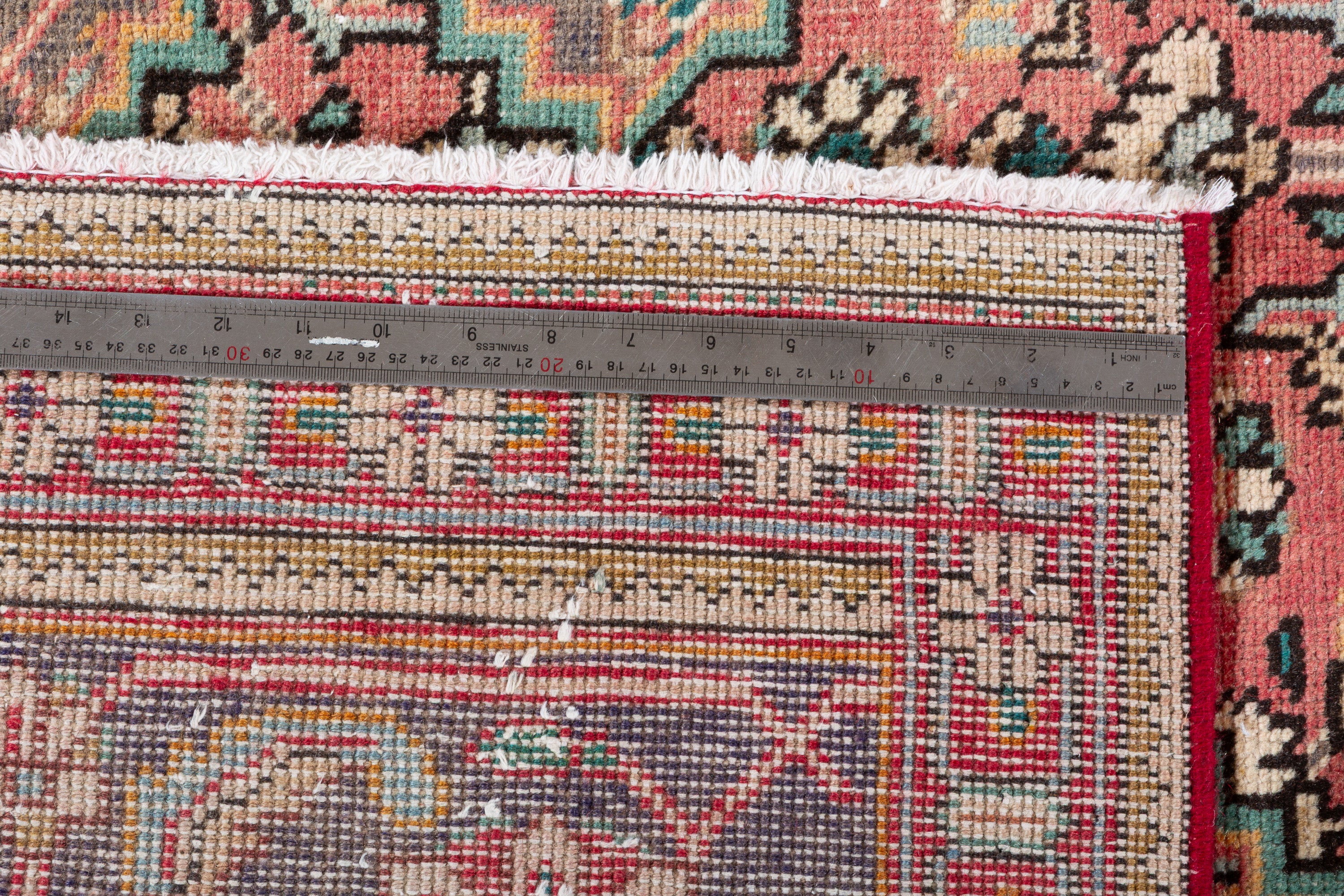 Vintage Charcoal and magenta Geometric Rug – 9' 2" x 6' 7" (279 x 201 cm)