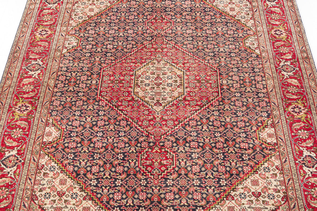 Vintage Deep navy and red Geometric Rug – 9' 4" x 6' 8" (284 x 202 cm)