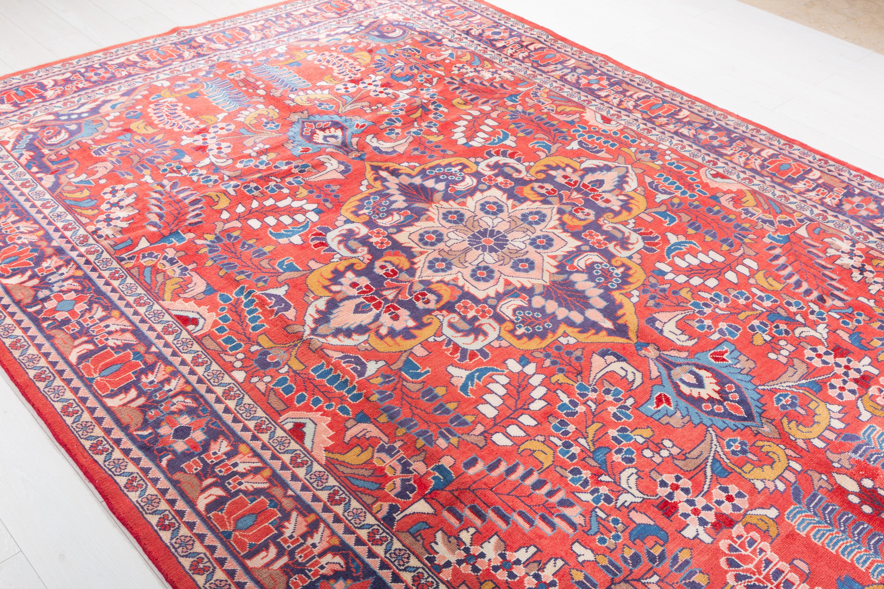 Vintage Red and blue Floral Rug – 10' 3" x 7' 2" (313 x 218 cm)