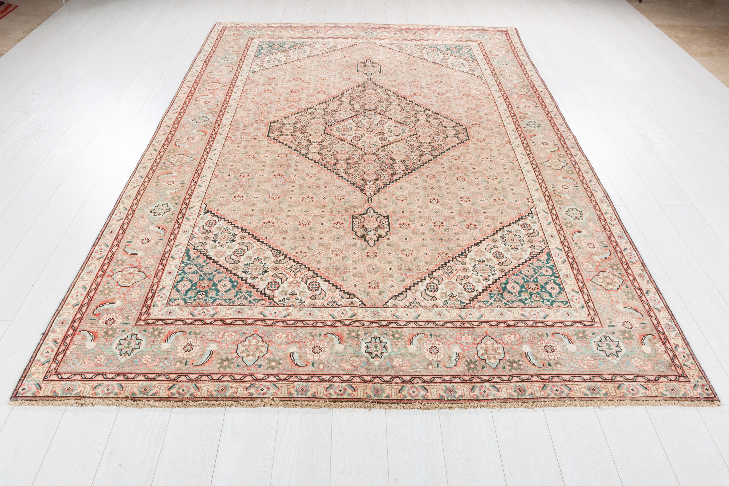 Vintage Muted gray and beige Traditional Rug – 9' 10" x 6' 7" (300 x 200 cm)