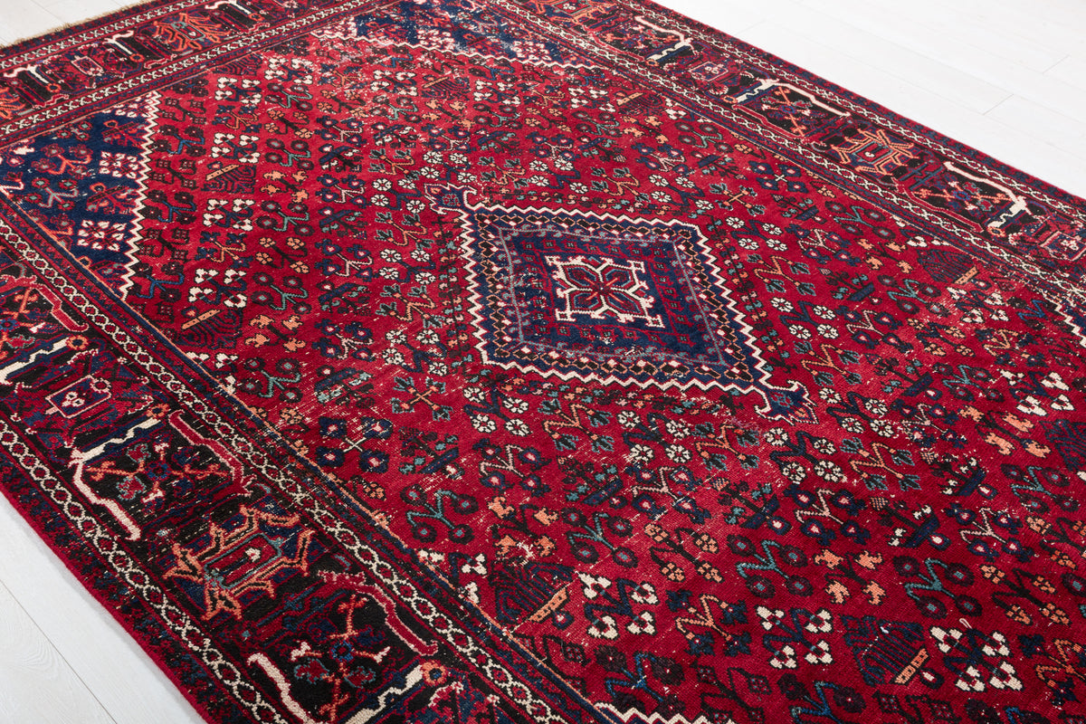 Vintage Red and navy Traditional Rug – 9' 9" x 6' 4" (298 x 194 cm)