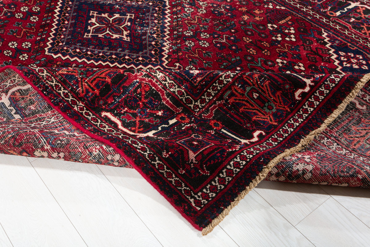 Vintage Red and navy Traditional Rug – 9' 9" x 6' 4" (298 x 194 cm)