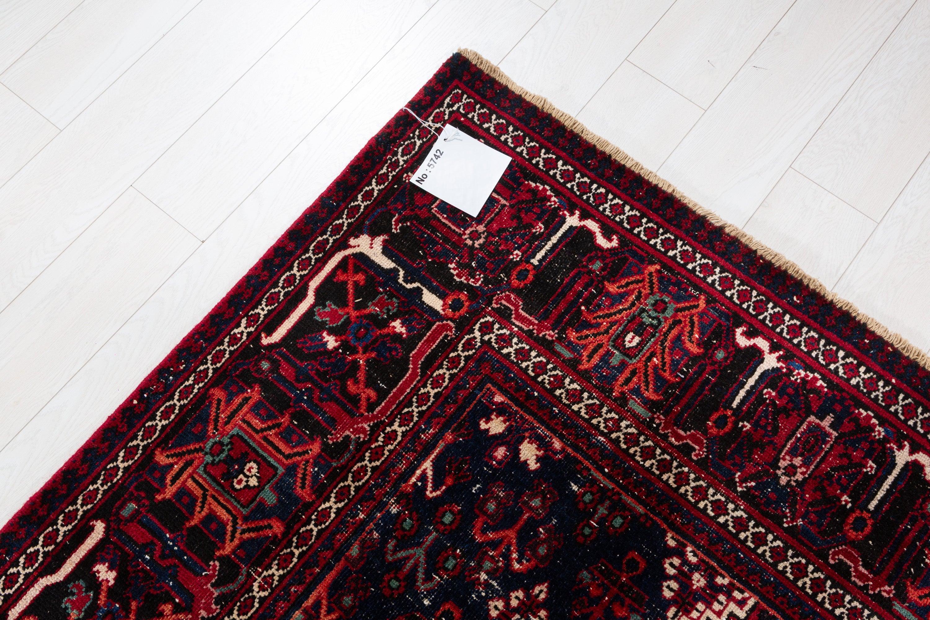 Vintage Red and navy Traditional Rug – 9' 9" x 6' 4" (298 x 194 cm)