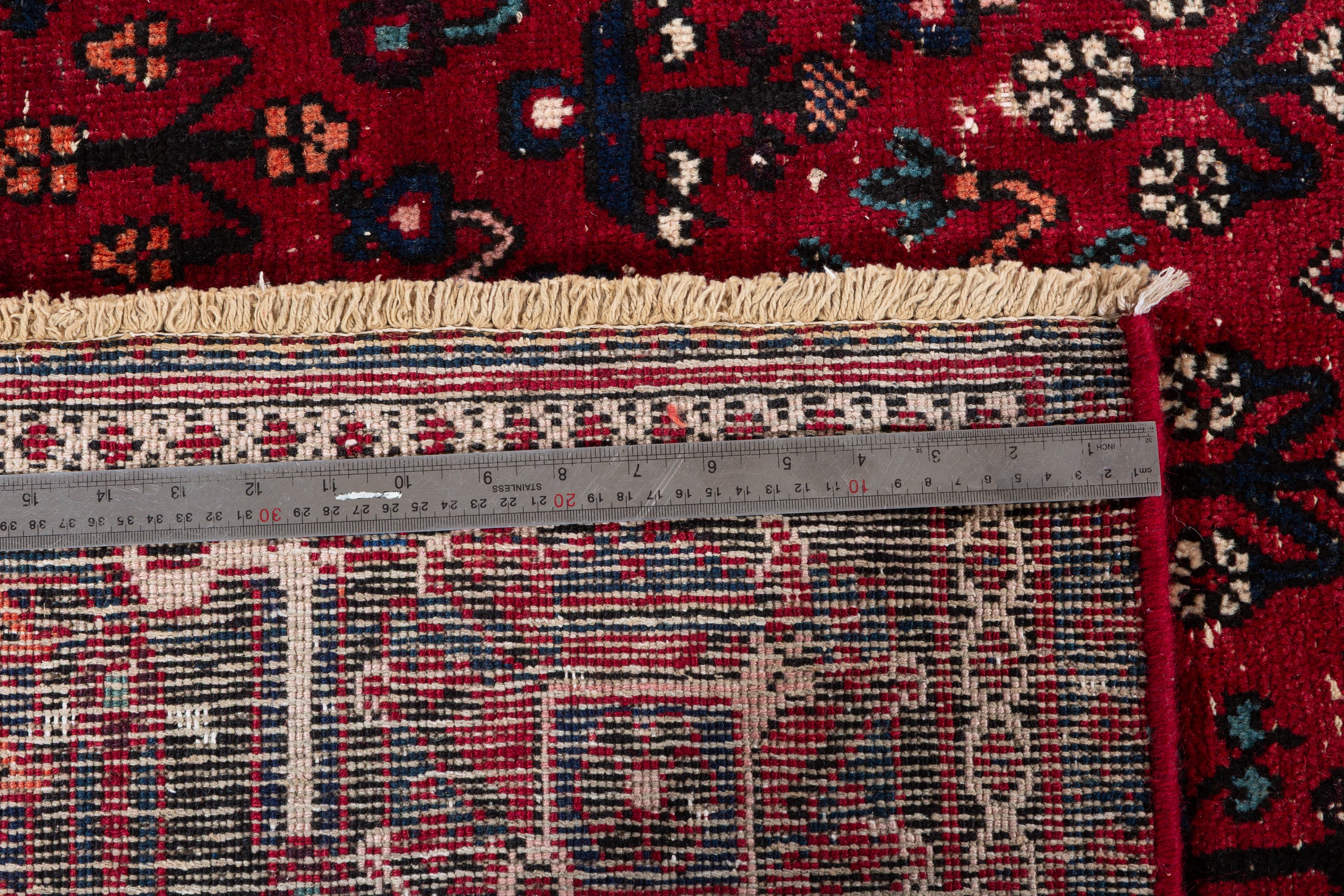 Vintage Red and navy Traditional Rug – 9' 9" x 6' 4" (298 x 194 cm)